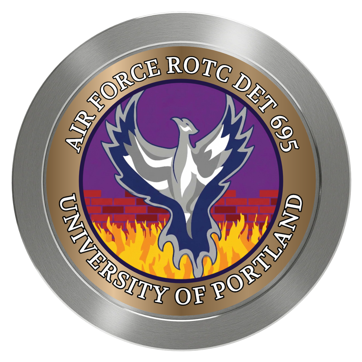Air Force ROTC Det 695 Aluminum Poker Chips - Silver - Front