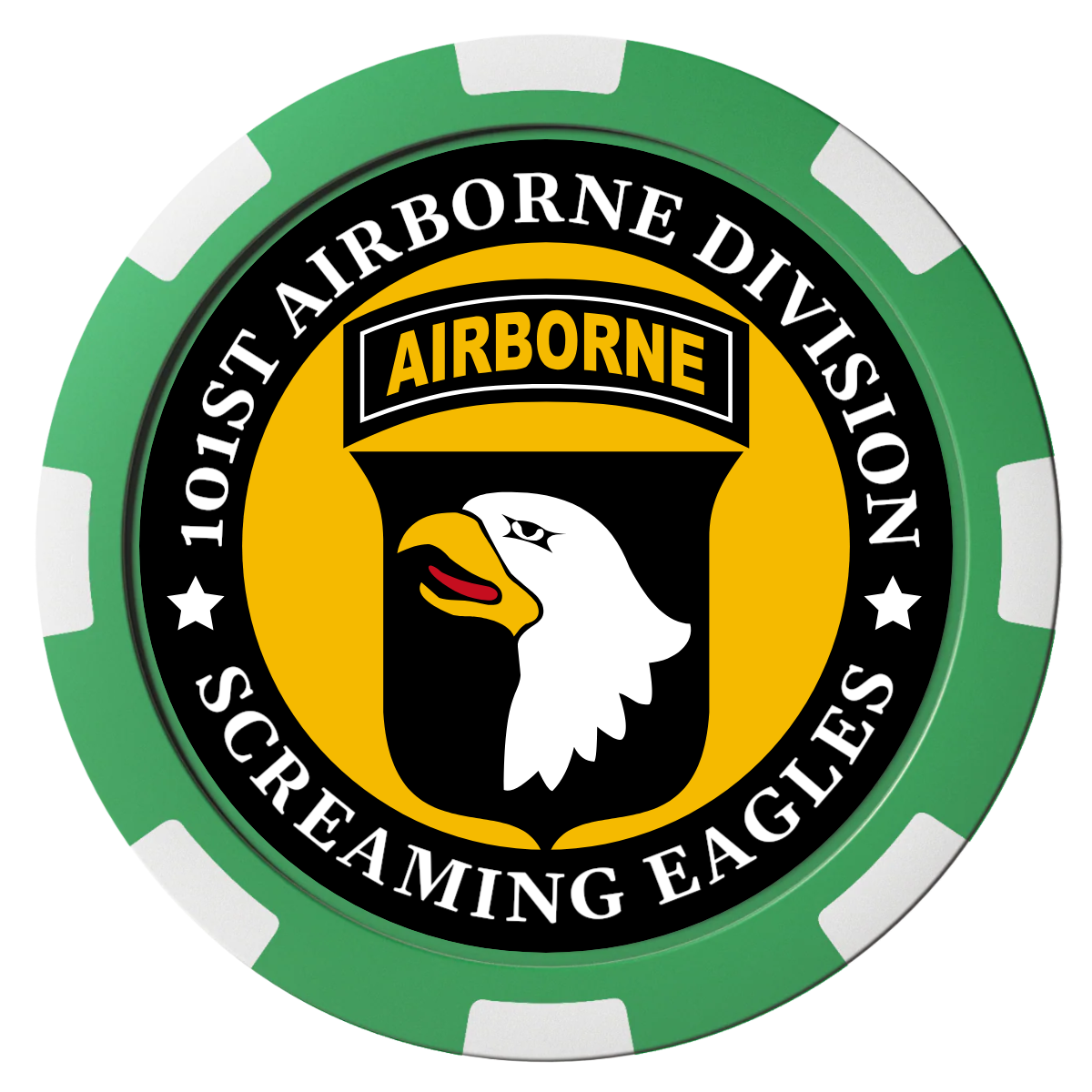Army Airborne Magnetic Composite Poker Chips - Green / 8 Spot - Back