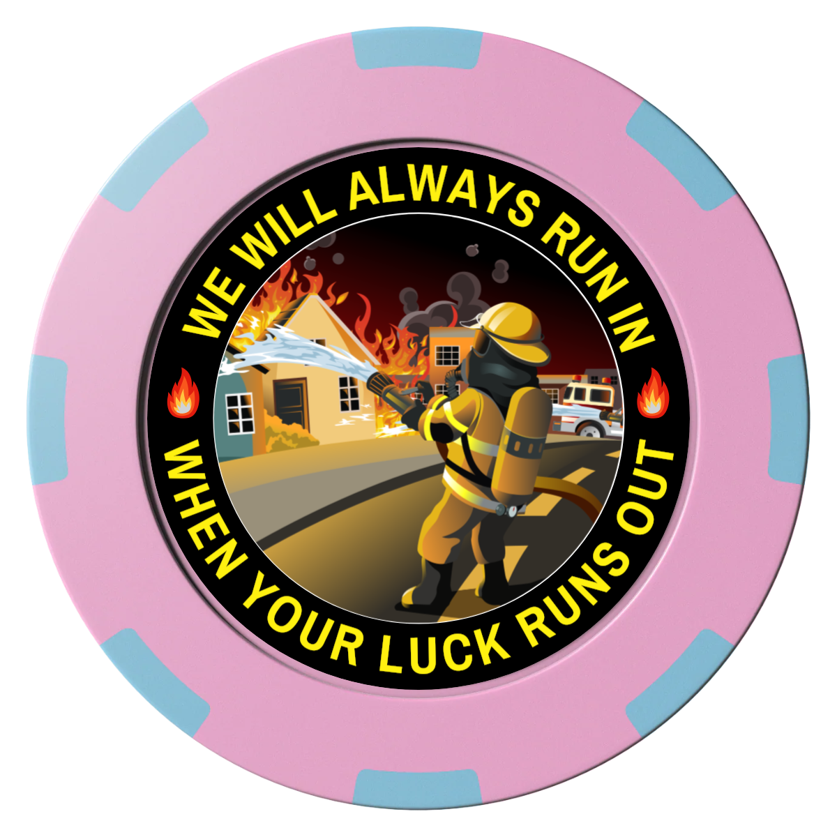 Firefighter Maltese Cross Clay Poker Chips - Pink / 8 Spot (2 Tone) / 40mm - Front