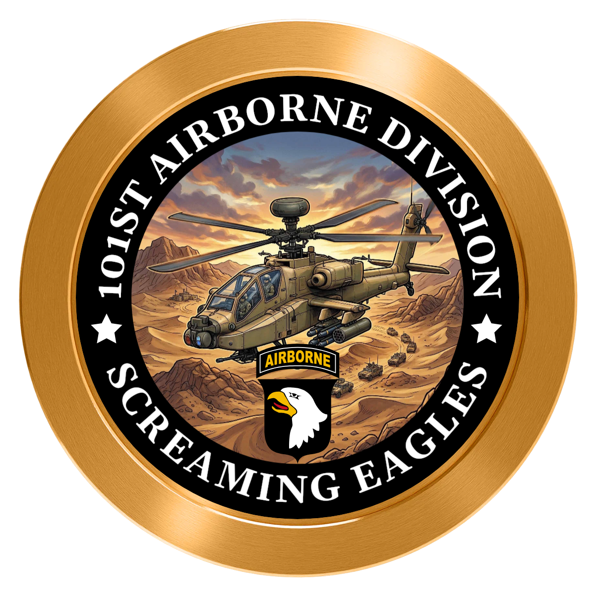 Army Airborne Aluminum Poker Chips - Gold - Front