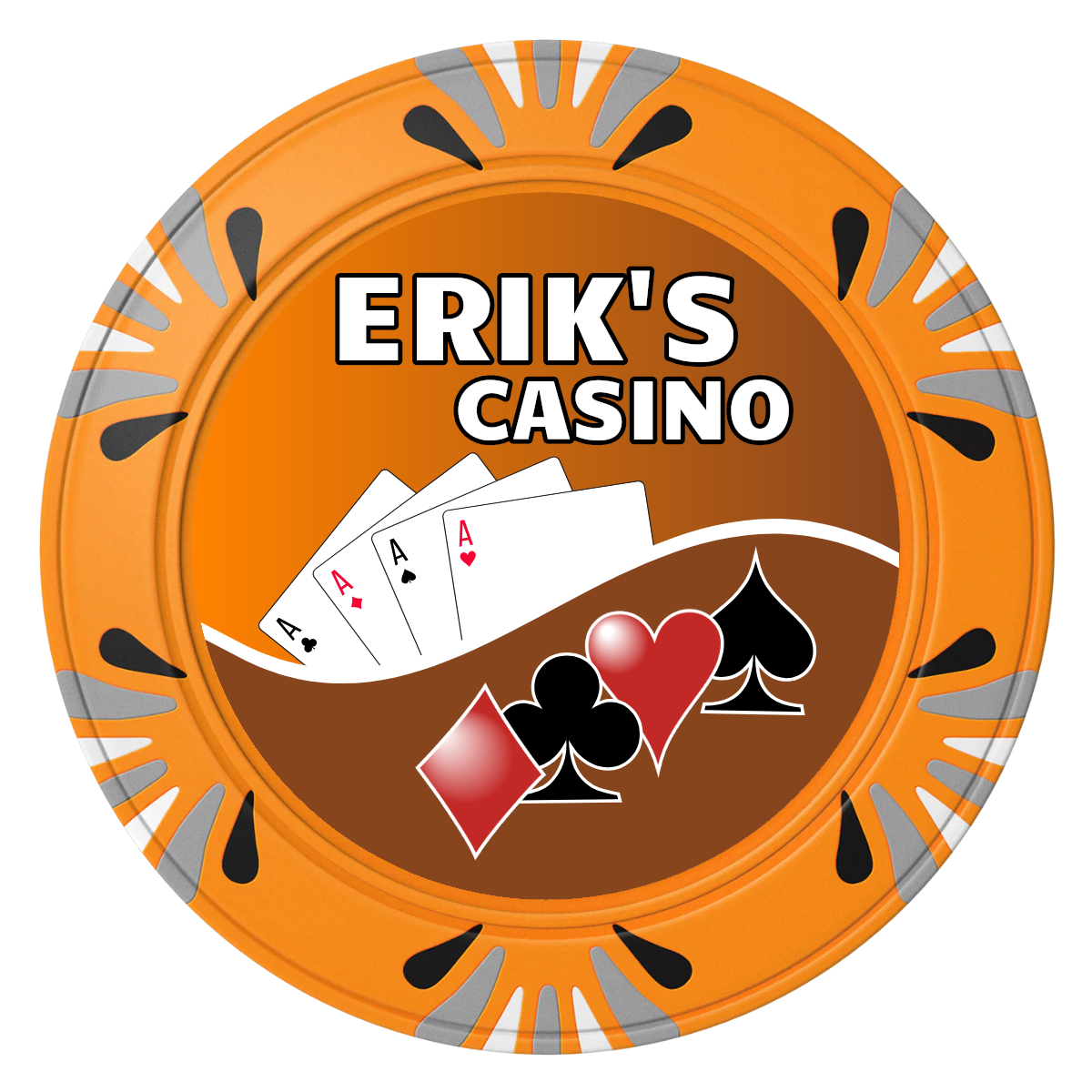 Erik's Casino Clay Poker Chips - Orange / Macau / 40mm - Front
