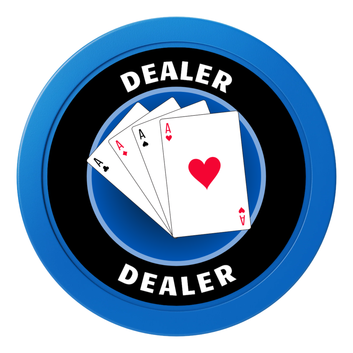 4 Aces Poker Room 2" Composite Dealer Button - Blue - Front