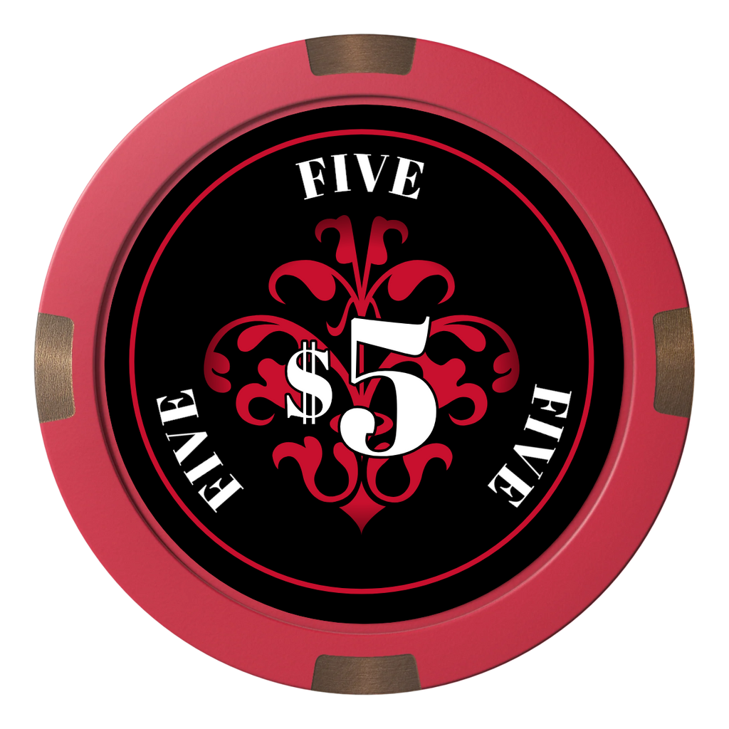 Gothic Revival Composite & Metal Hybrid Poker Chips - Red - Back