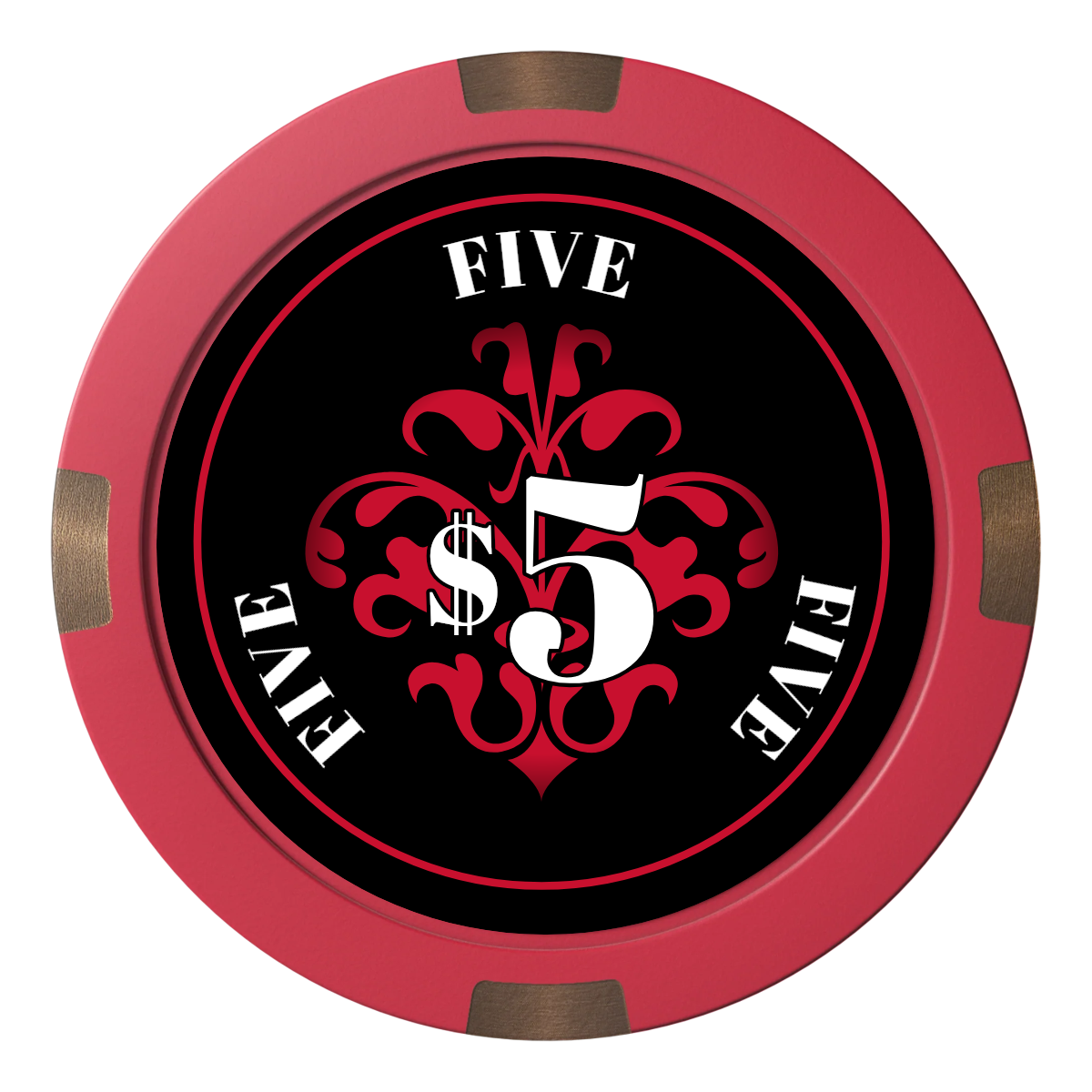 Gothic Revival Composite & Metal Hybrid Poker Chips - Red - Back