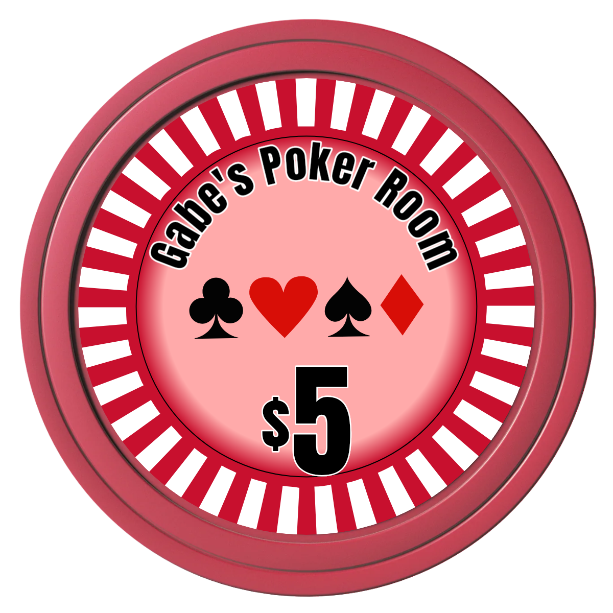 Gabe's Poker Room Composite Poker Chips - Red / Solid - Front