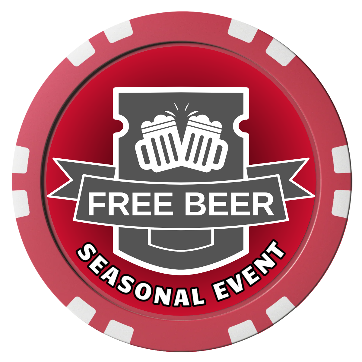 Craft Beer #001 Composite Poker Chips - Red / Double Stripe - Front