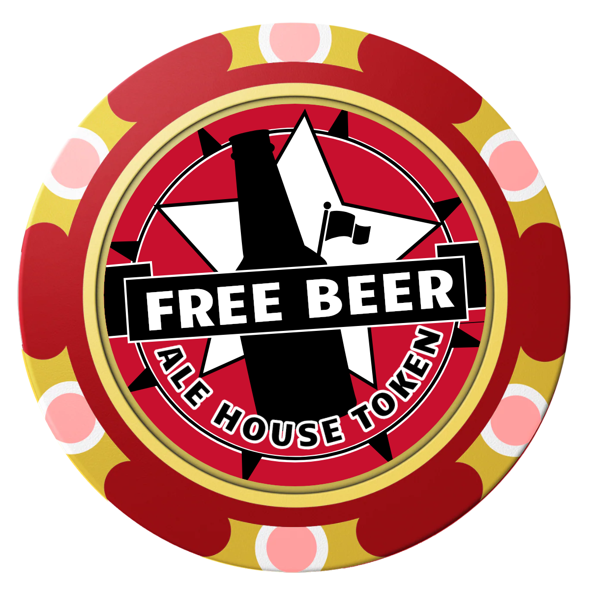 Free Beer Drink Clay Poker Chips - Red / Monte Carlo / 40mm - Front