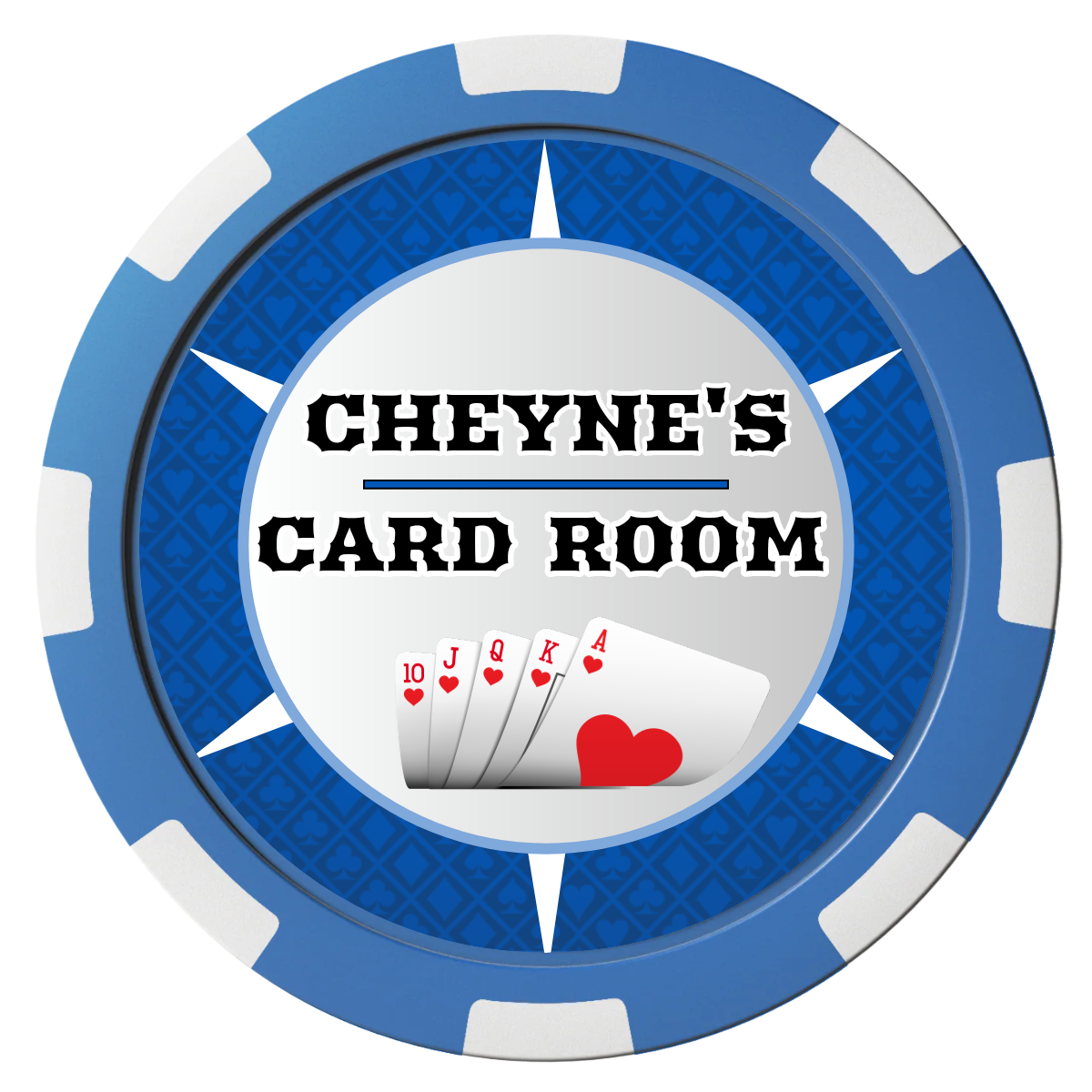 Cheyne's Card Room Composite Poker Chips - Blue / 8 Spot - Front