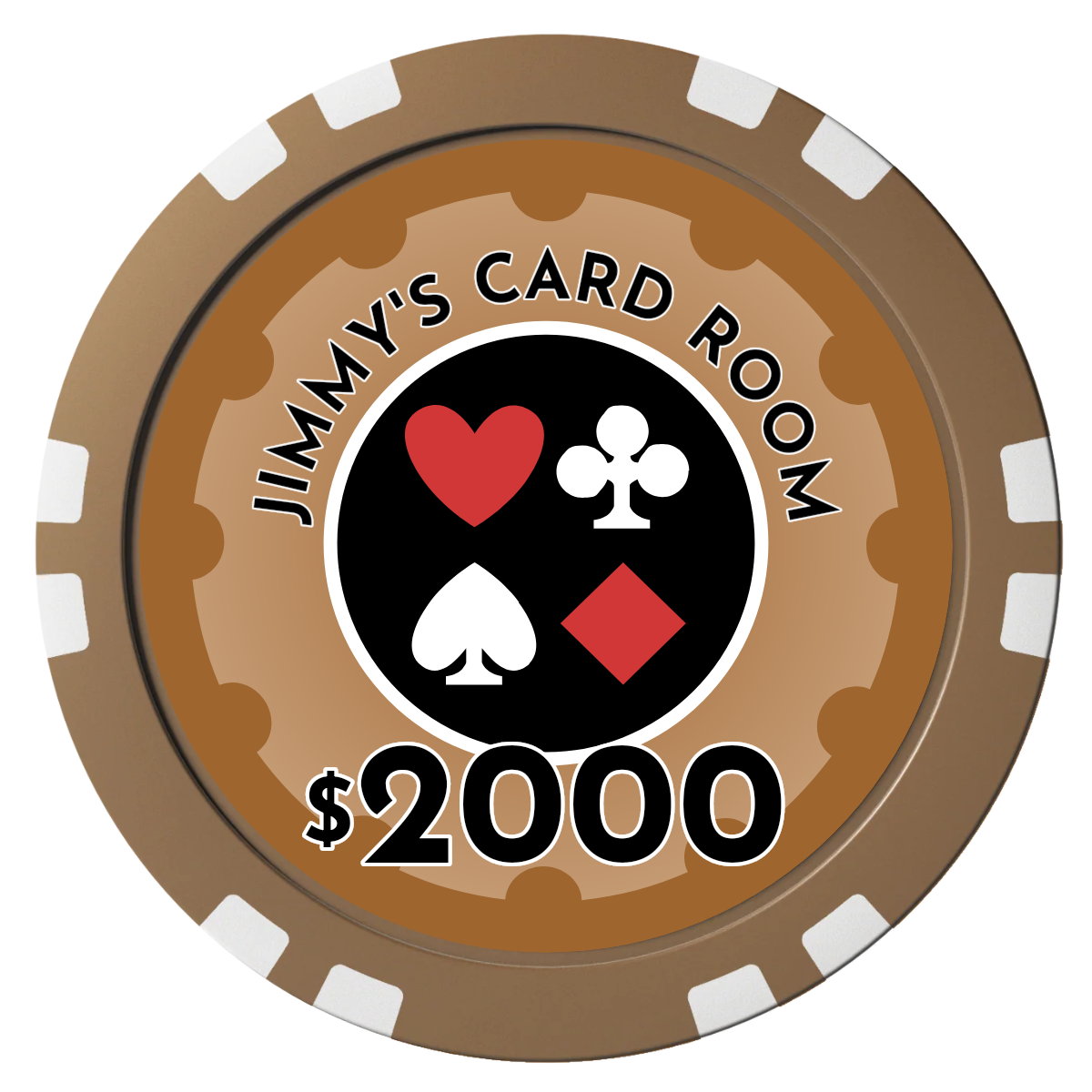 Your Four Suits Composite Poker Chips - Brown / Double Stripe - Front