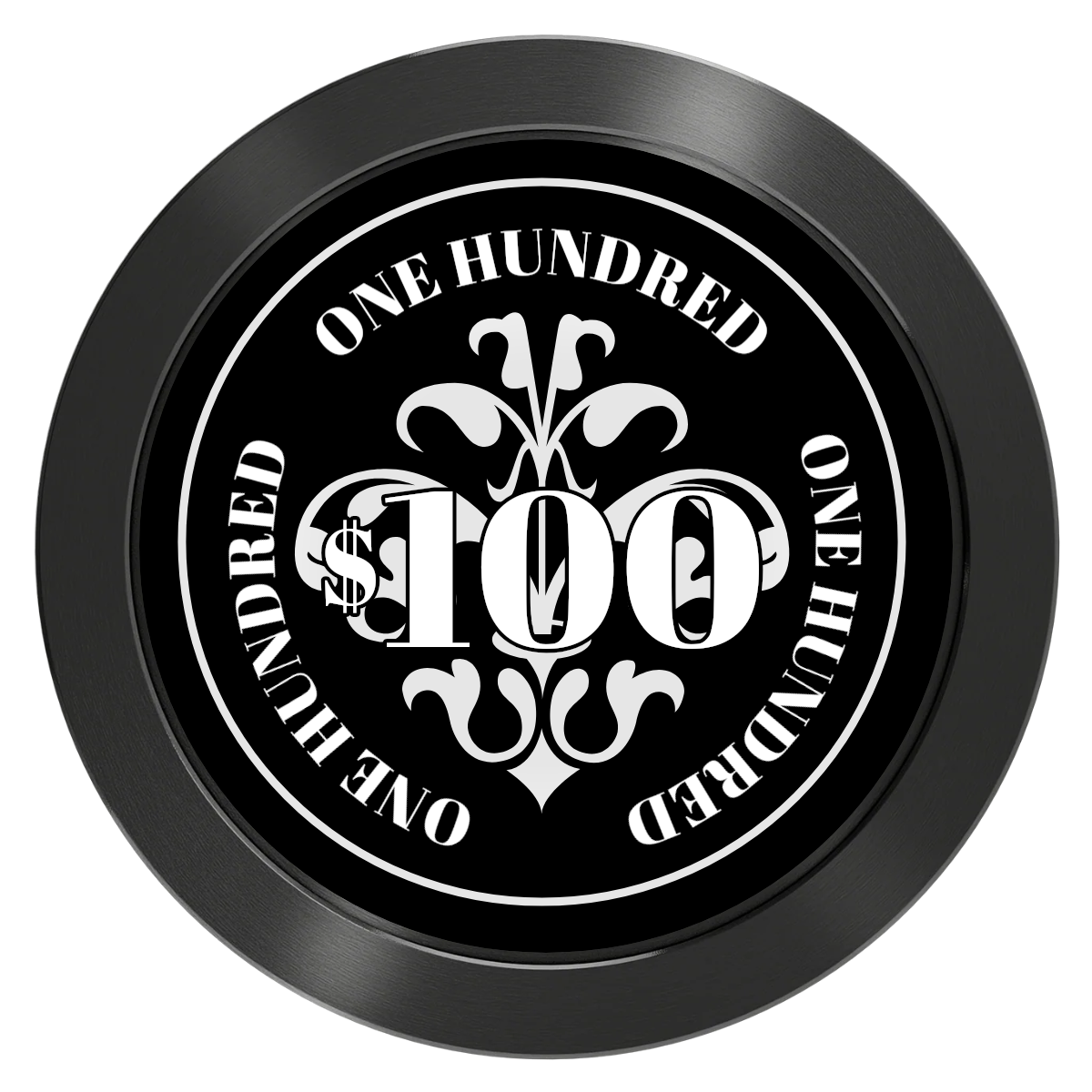 Gothic Revival Aluminum Poker Chips - Black - Front