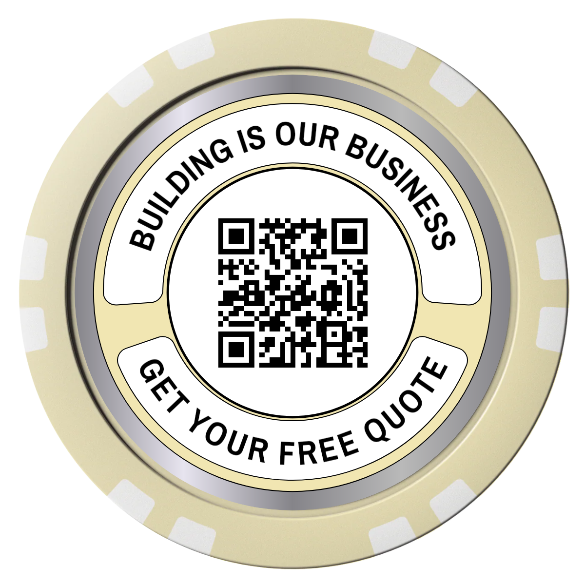 Acme Construction Composite Poker Chips - Ivory / Double Stripe - Front