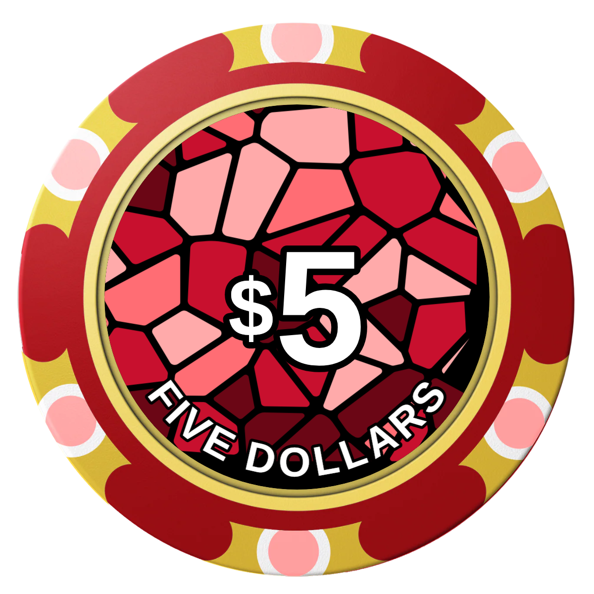 Stained Glass Clay Poker Chips - Red / Monte Carlo / 40mm - Front