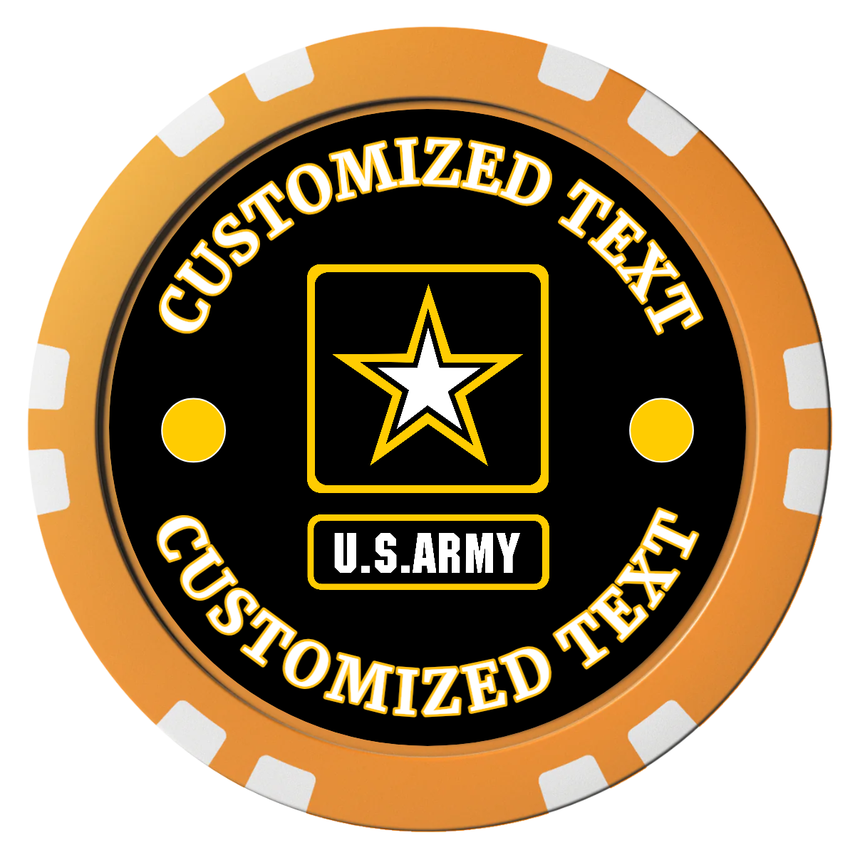 Army Strong Composite Poker Chips - Orange / Double Stripe - Front