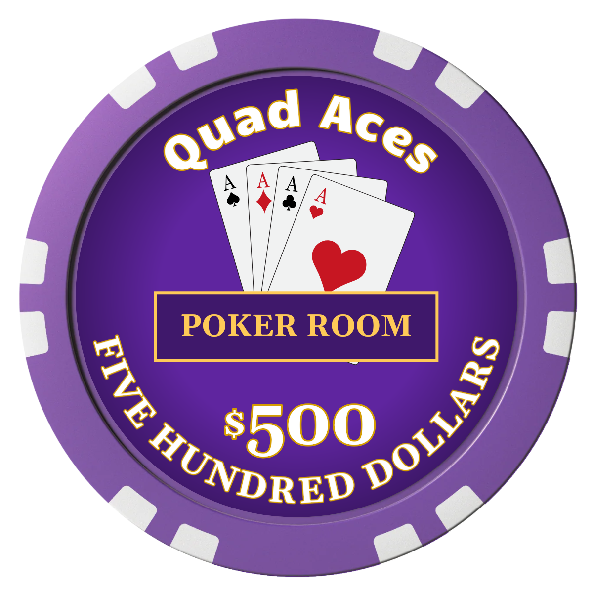 Quad Aces Composite Poker Chips - Purple / Double Stripe - Front