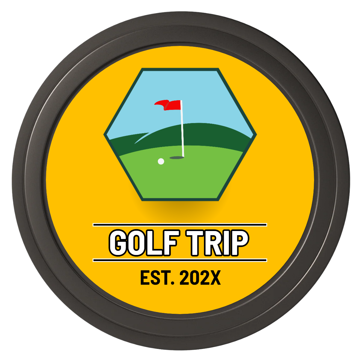 Golf Trip #001 Composite Poker Chips - Black / Solid - Front