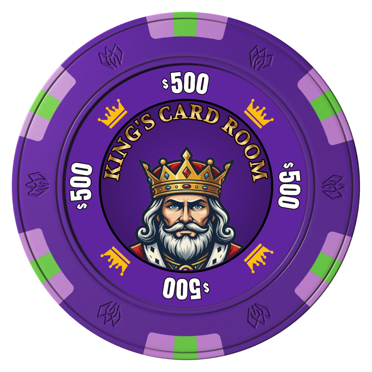 Kings Clay Poker Chips - Purple / 6 Spot Gem / 43mm - Front