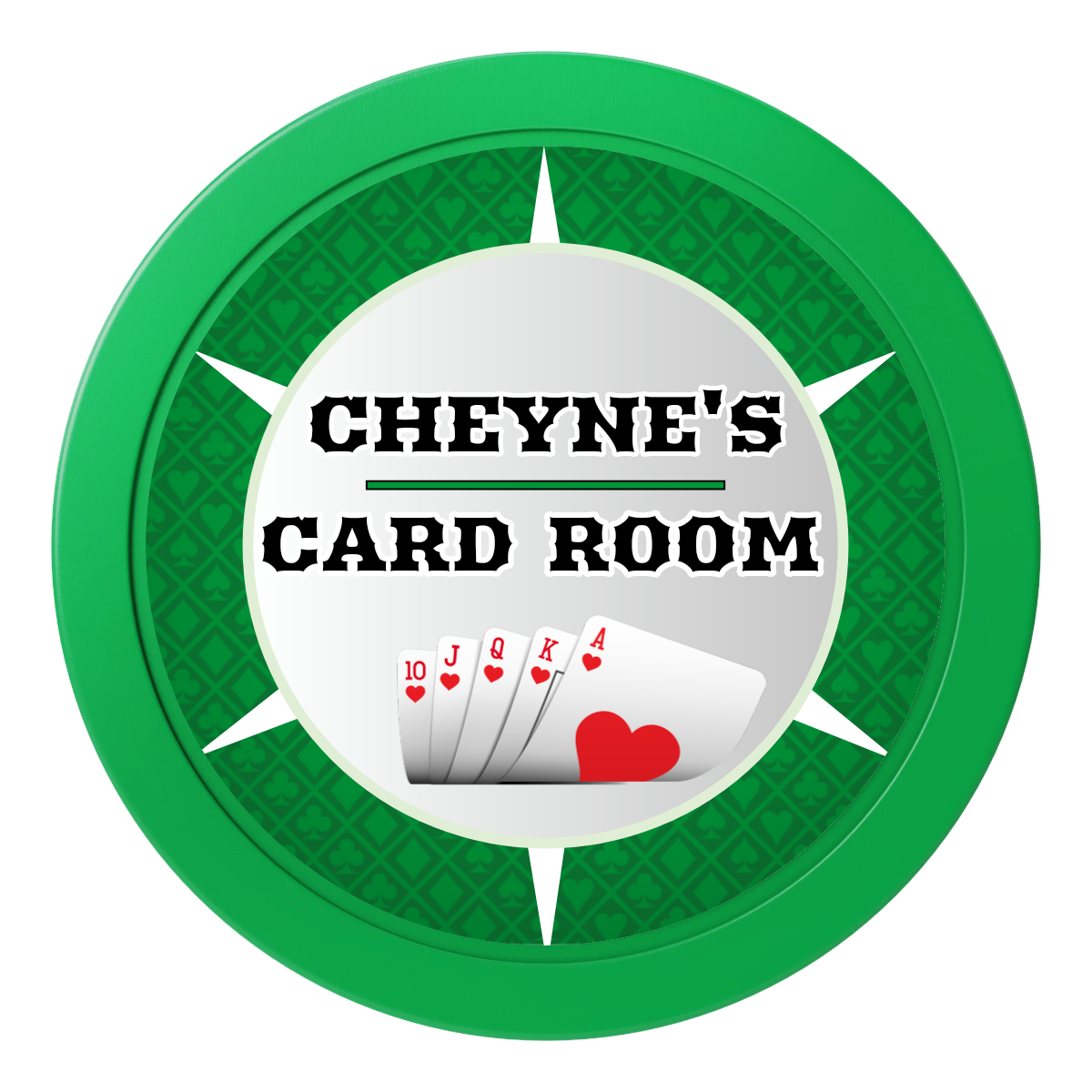Cheyne's Card Room 2" Oversized Poker Chips - Green - Back