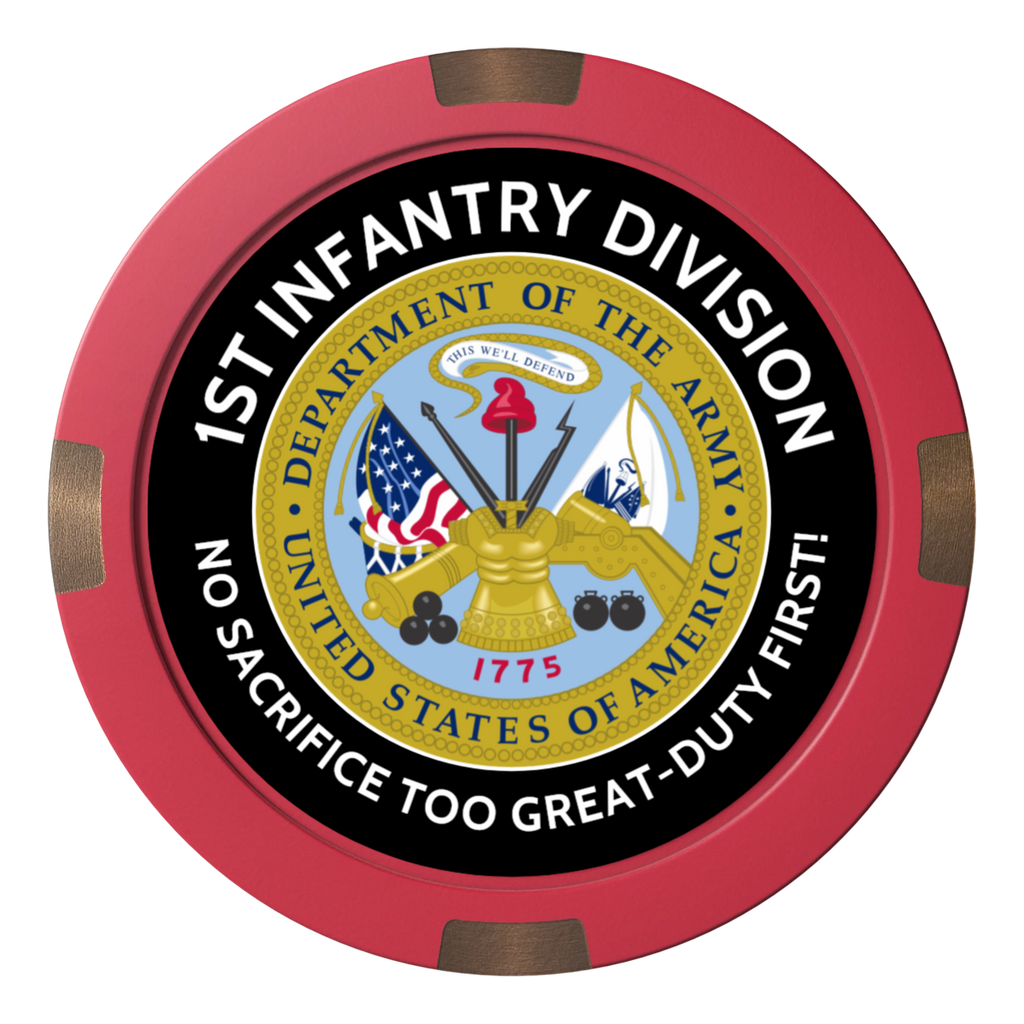 1st Infantry Division Composite & Metal Hybrid Poker Chips - Red - Back