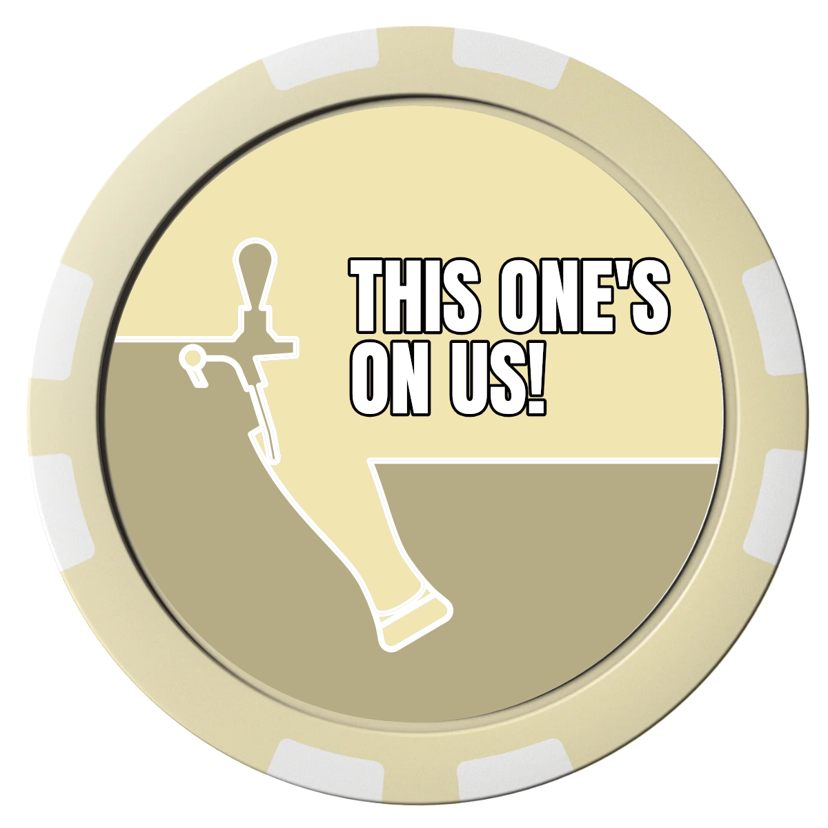 I'd Tap That Composite Poker Chips - Ivory / 8 Stripe - Front