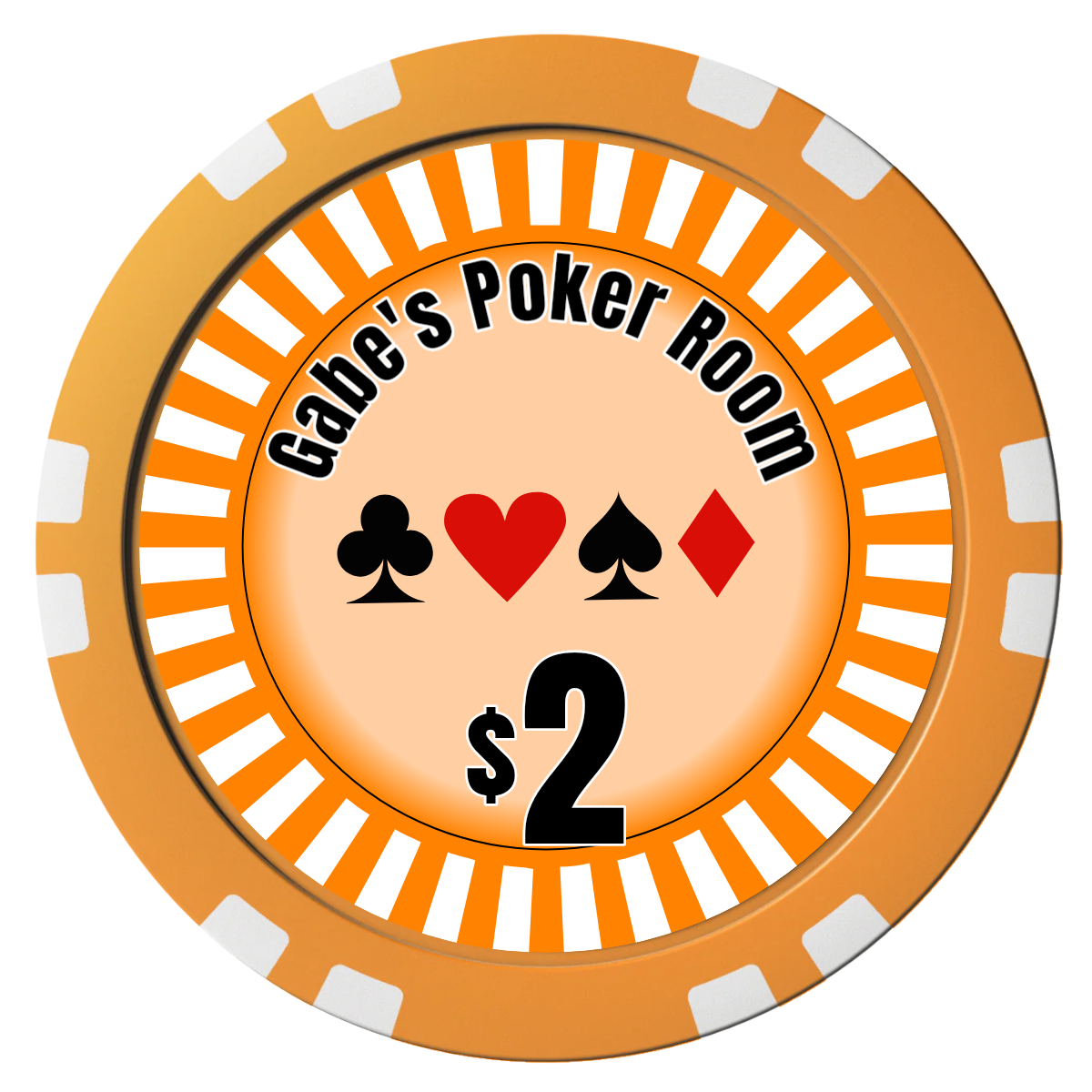 Gabe's Poker Room Composite Poker Chips - Orange / Double Stripe - Front