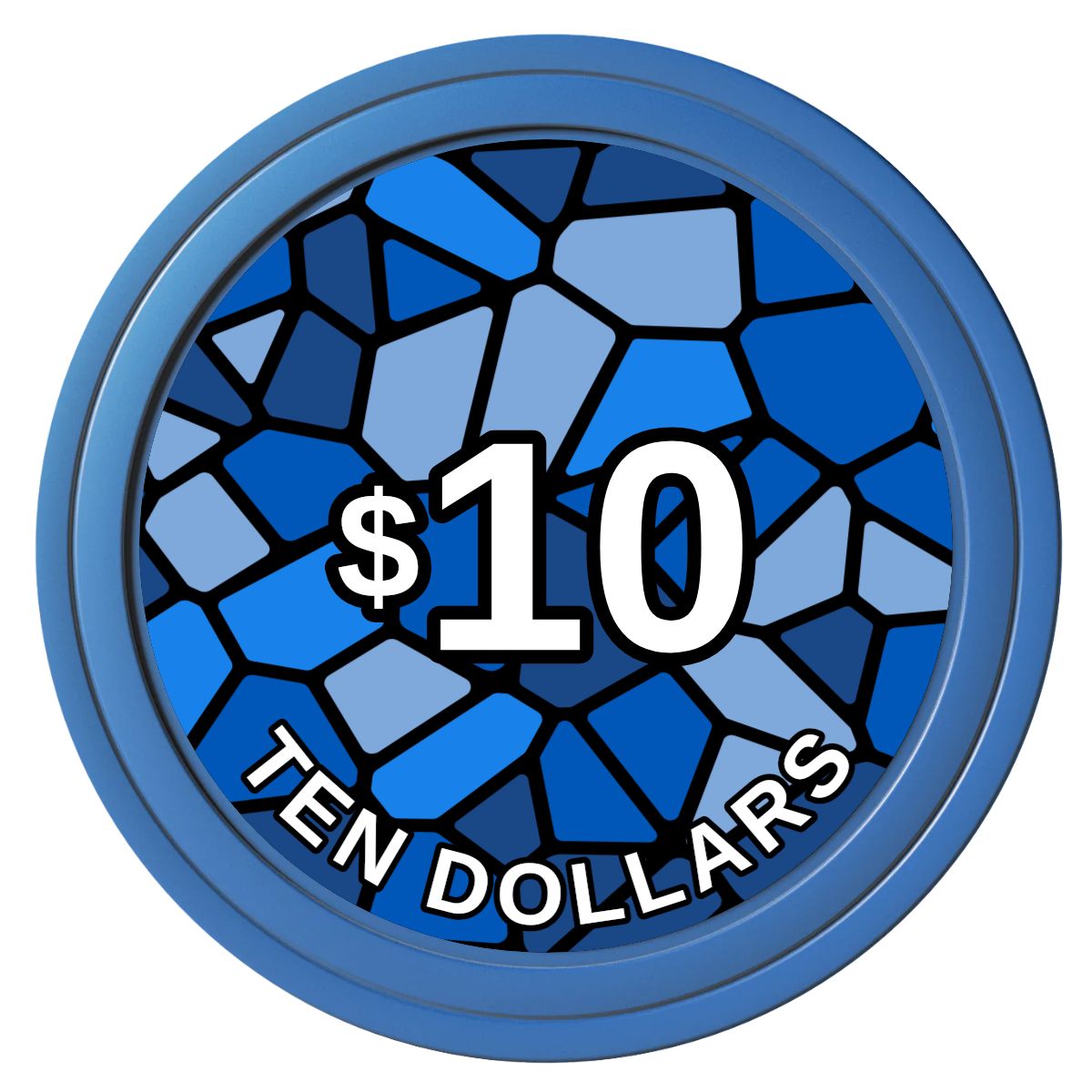 Stained Glass Composite Poker Chips - Blue / Solid - Front