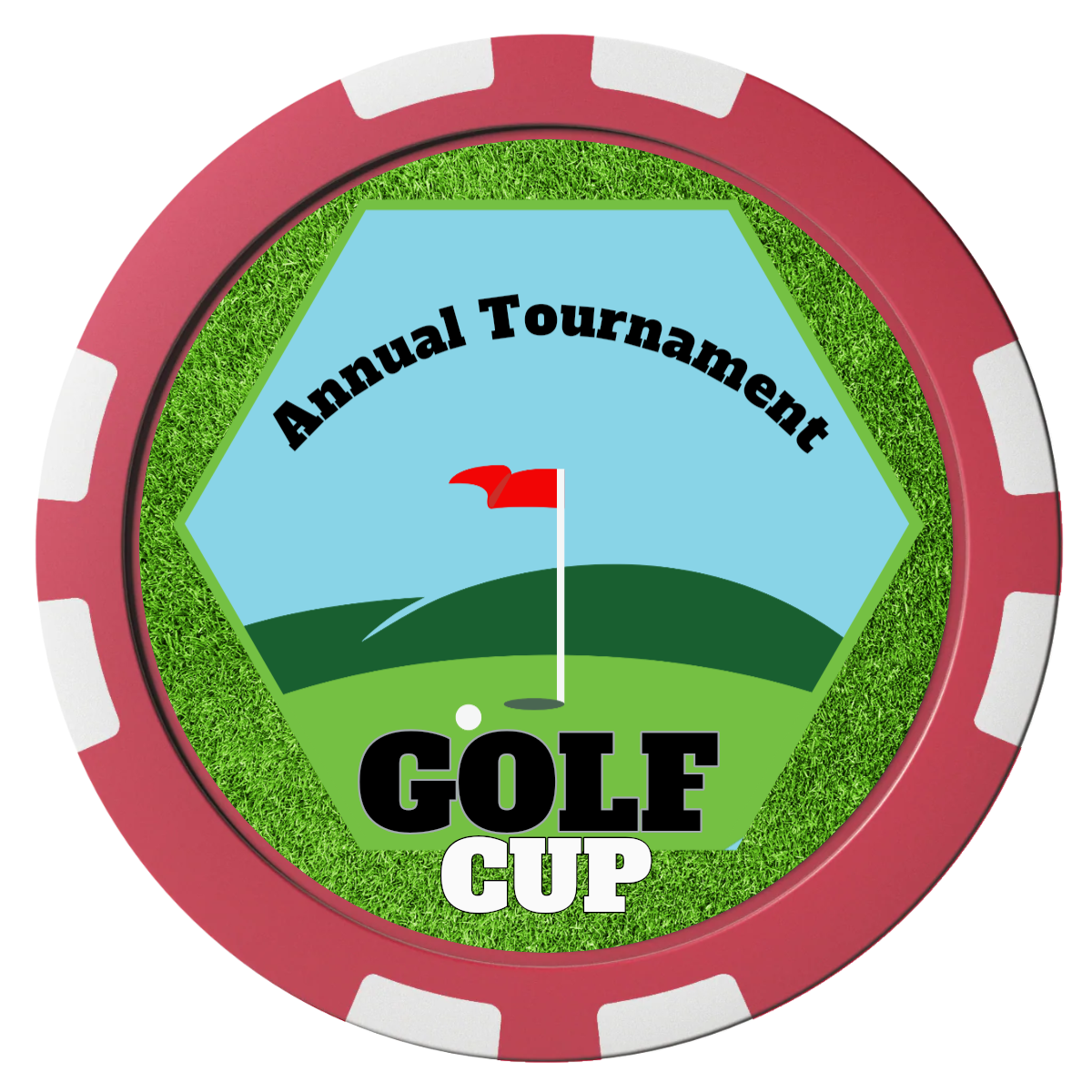 Golf Cup Composite Poker Chips - Red / 8 Stripe - Front