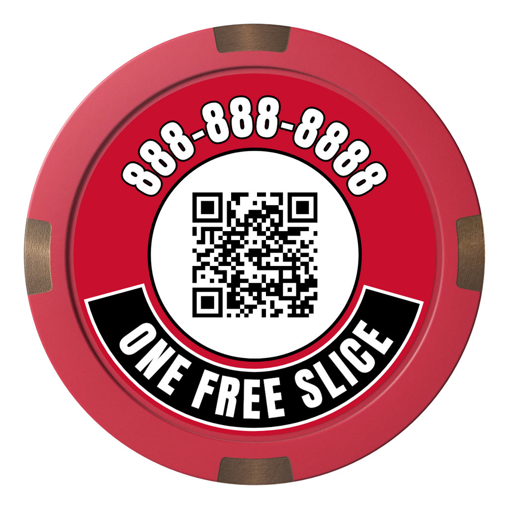 Brew Pub or Pizzeria with Logo Composite & Metal Hybrid Poker Chips - Red / 4 Spot - Back