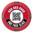 Brew Pub or Pizzeria with Logo Composite & Metal Hybrid Poker Chips - Red / 4 Spot - Back