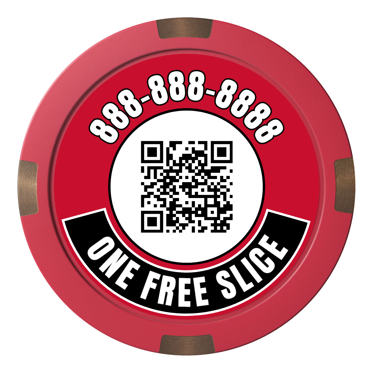 Brew Pub or Pizzeria with Logo Composite & Metal Hybrid Poker Chips - Red / 4 Spot - Back