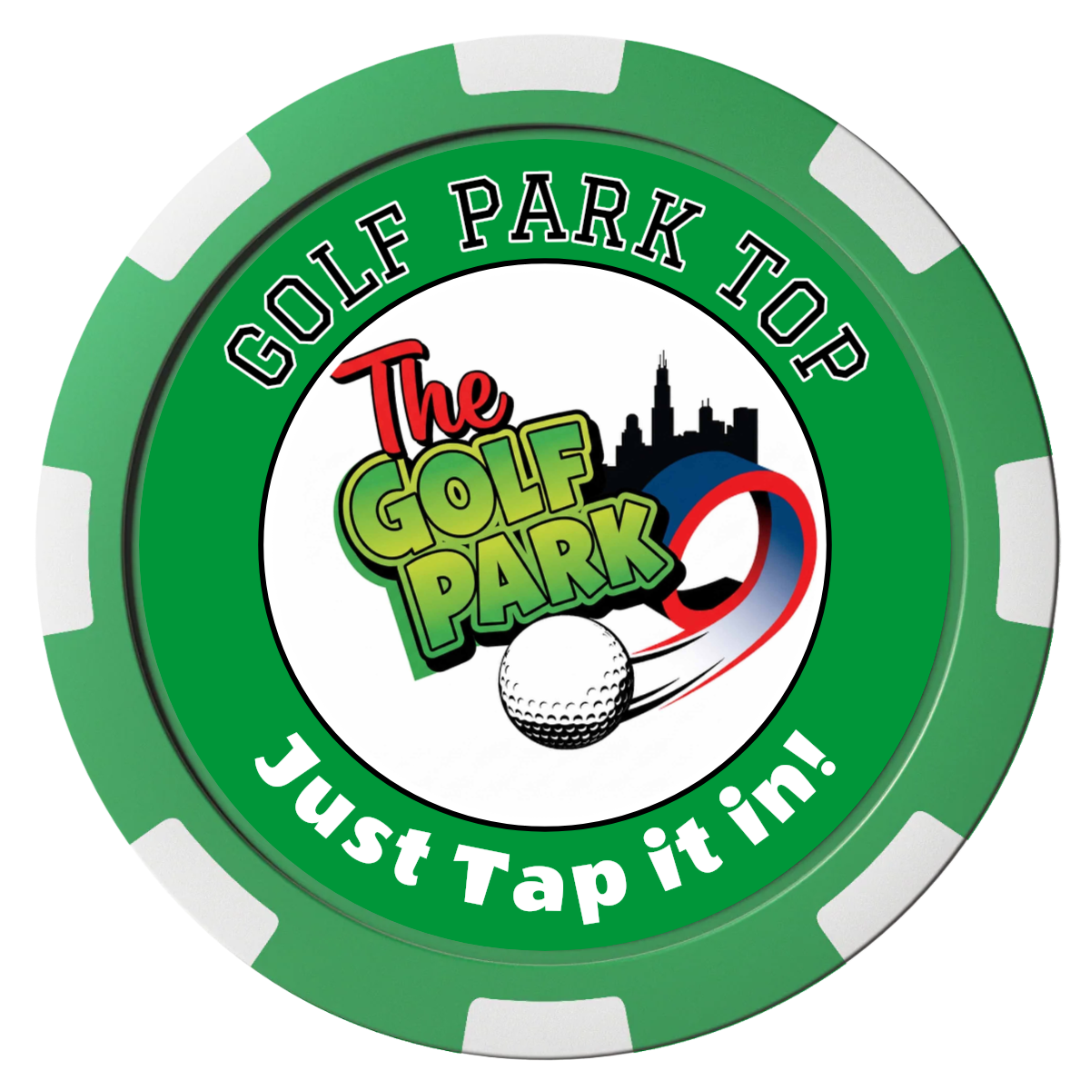 Golf Slogan Magnetic Composite Poker Chips - Green / 8 Spot - Back