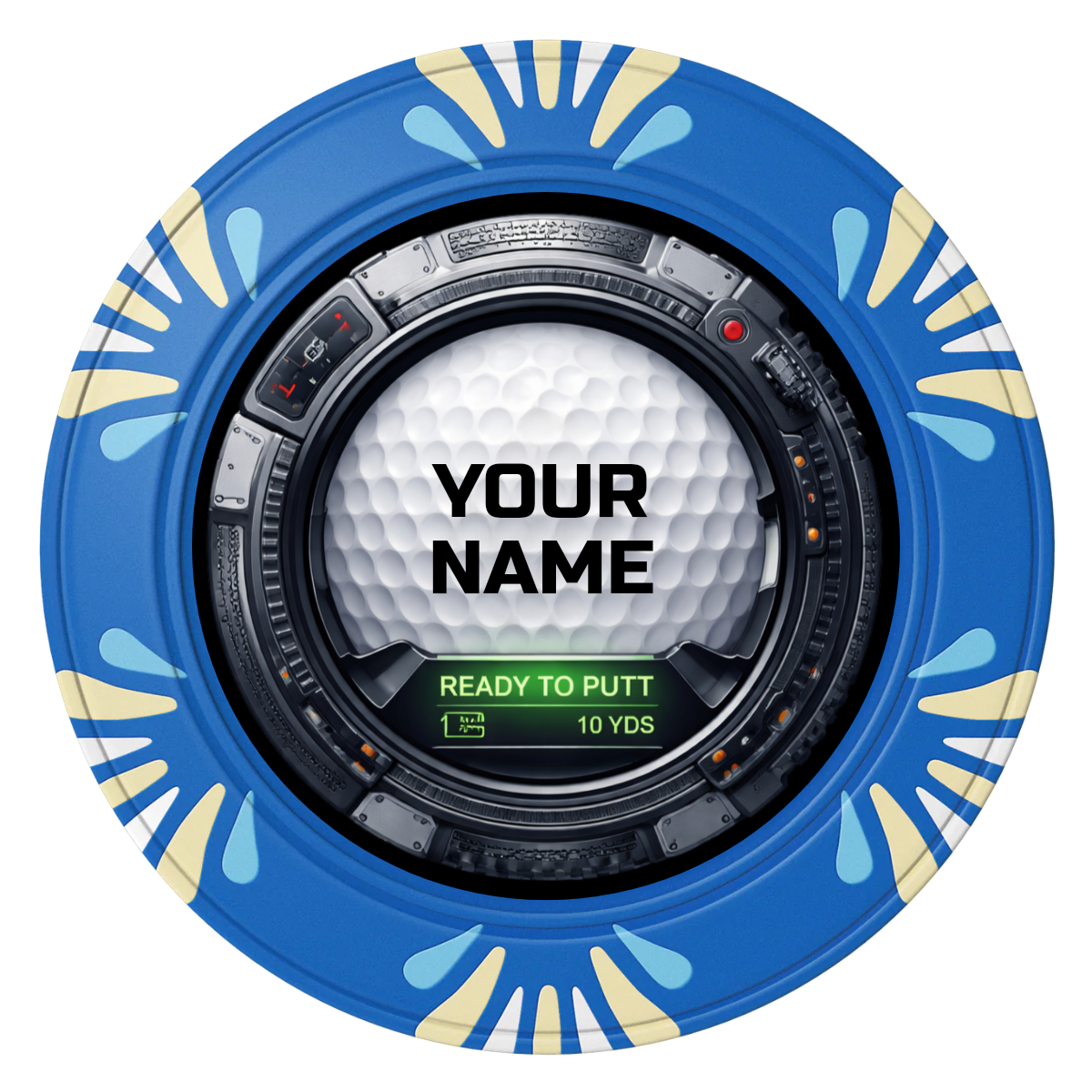 Auto Marked IV Clay Poker Chips - Blue / Macau / 40mm - Front