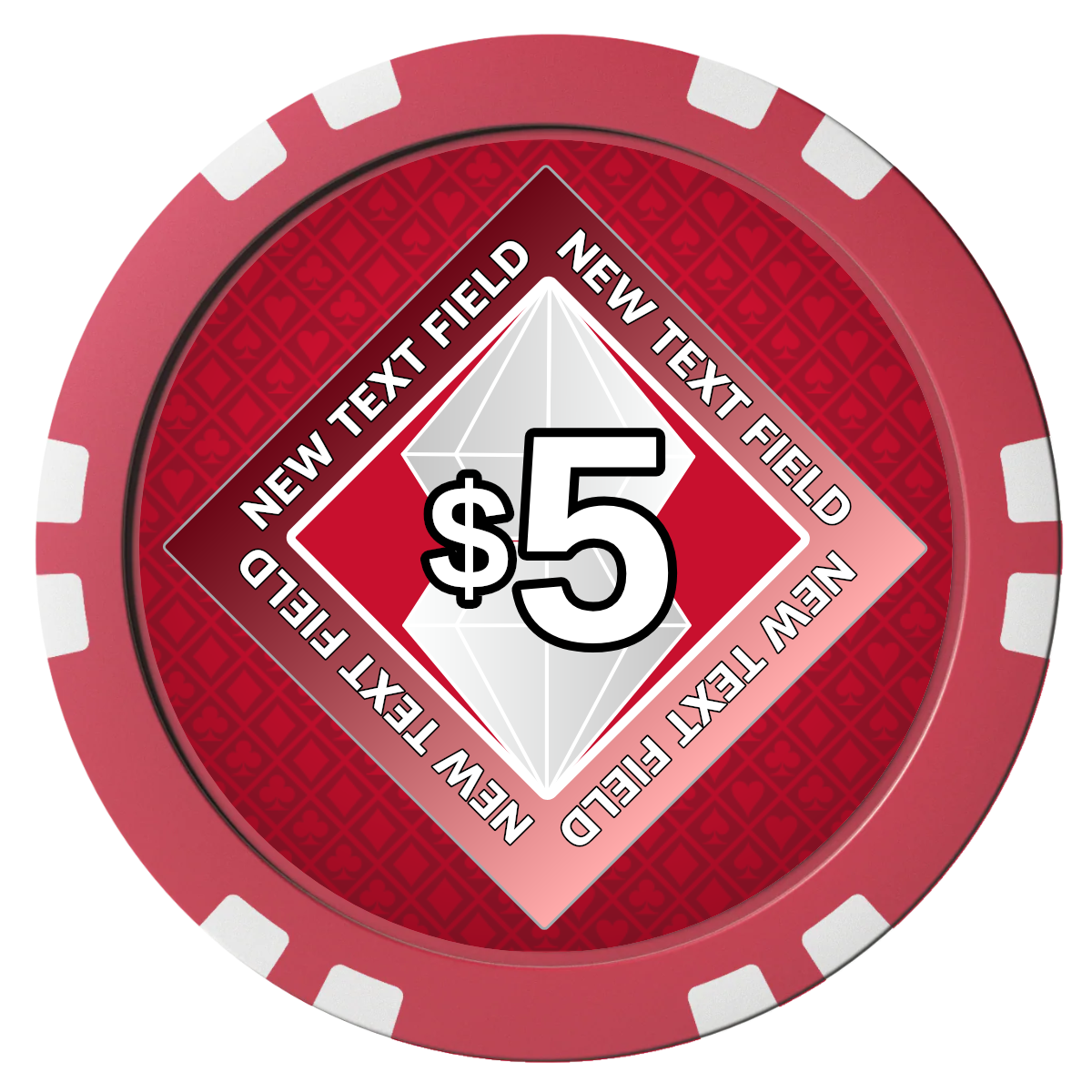 Diamond in the Rough Composite Poker Chips - Red / Double Stripe - Front