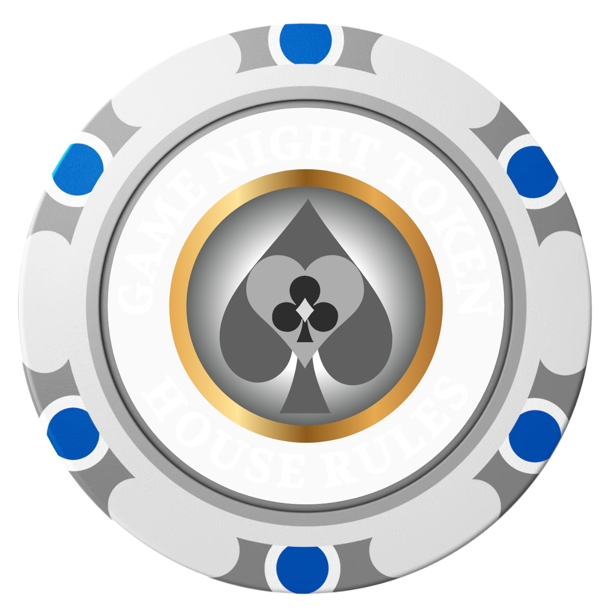 Stacked Suits Clay Poker Chips - White / Monte Carlo / 40mm - Front
