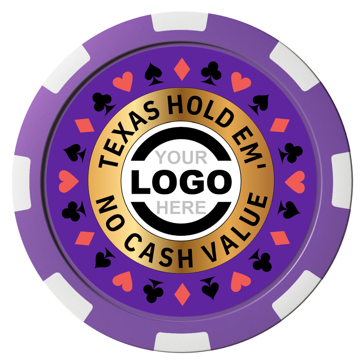 Texas Hold Em' Composite Poker Chips - Purple / 8 Spot - Front