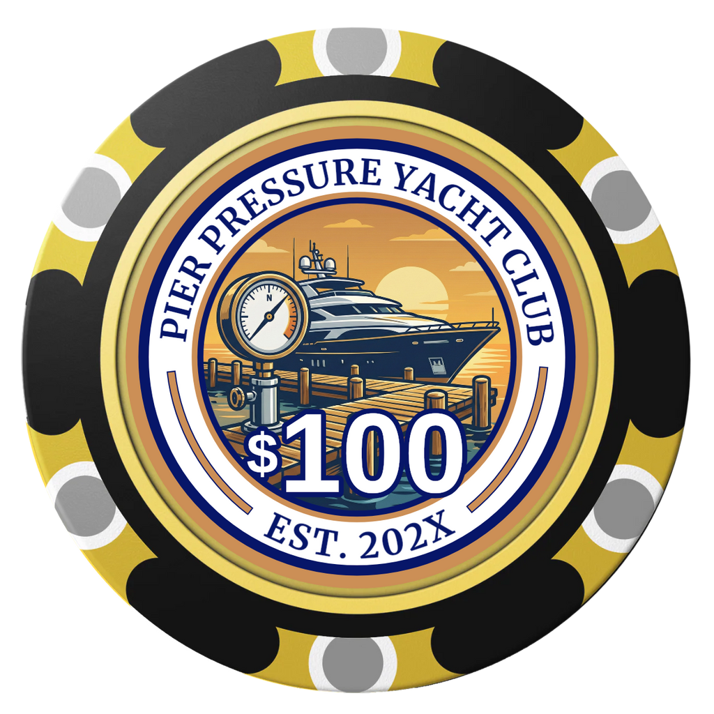 Anchor Down Card Room Clay Poker Chips - Black / Monte Carlo / 40mm - Front
