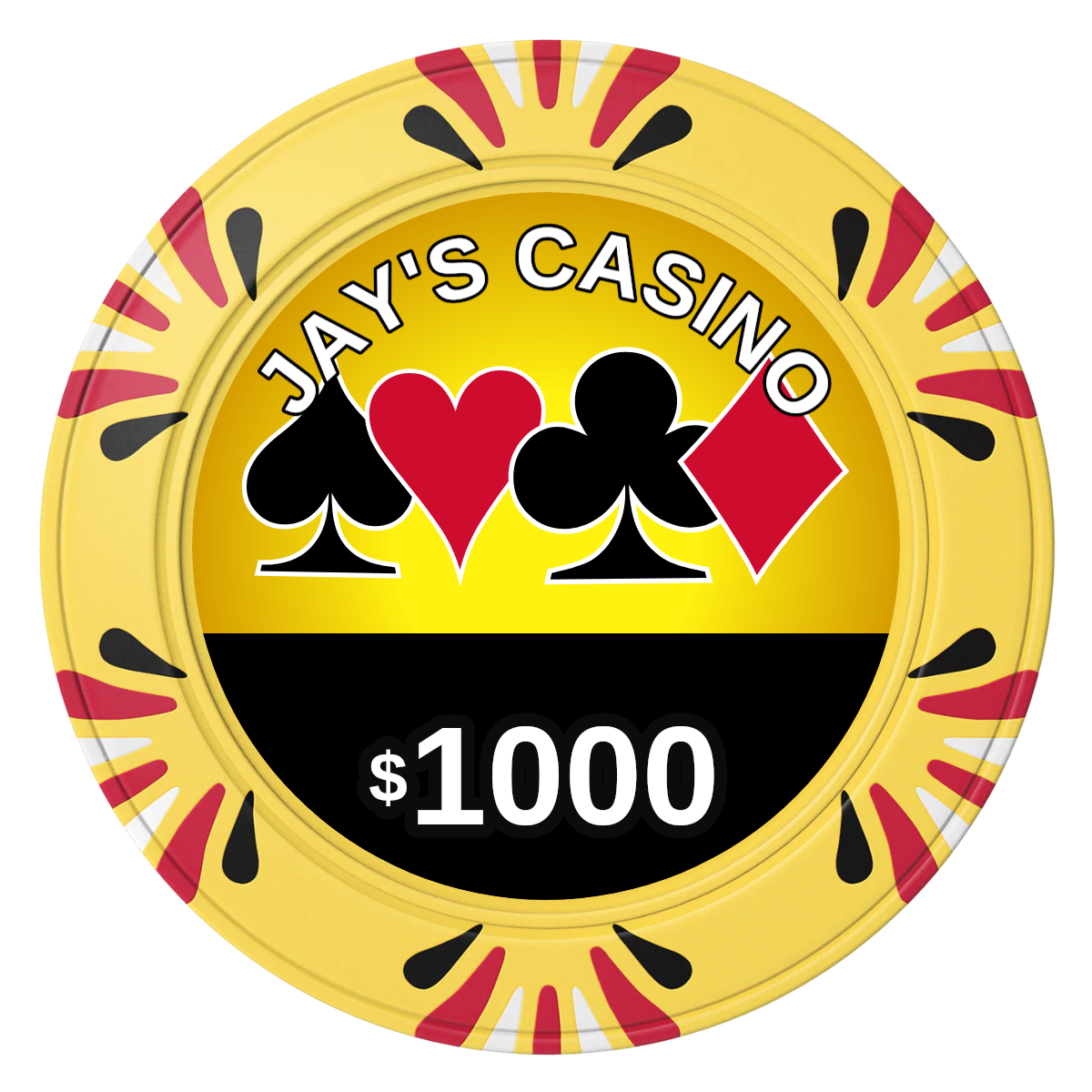 Jay's Casino Clay Poker Chips - Yellow / Macau / 40mm - Front