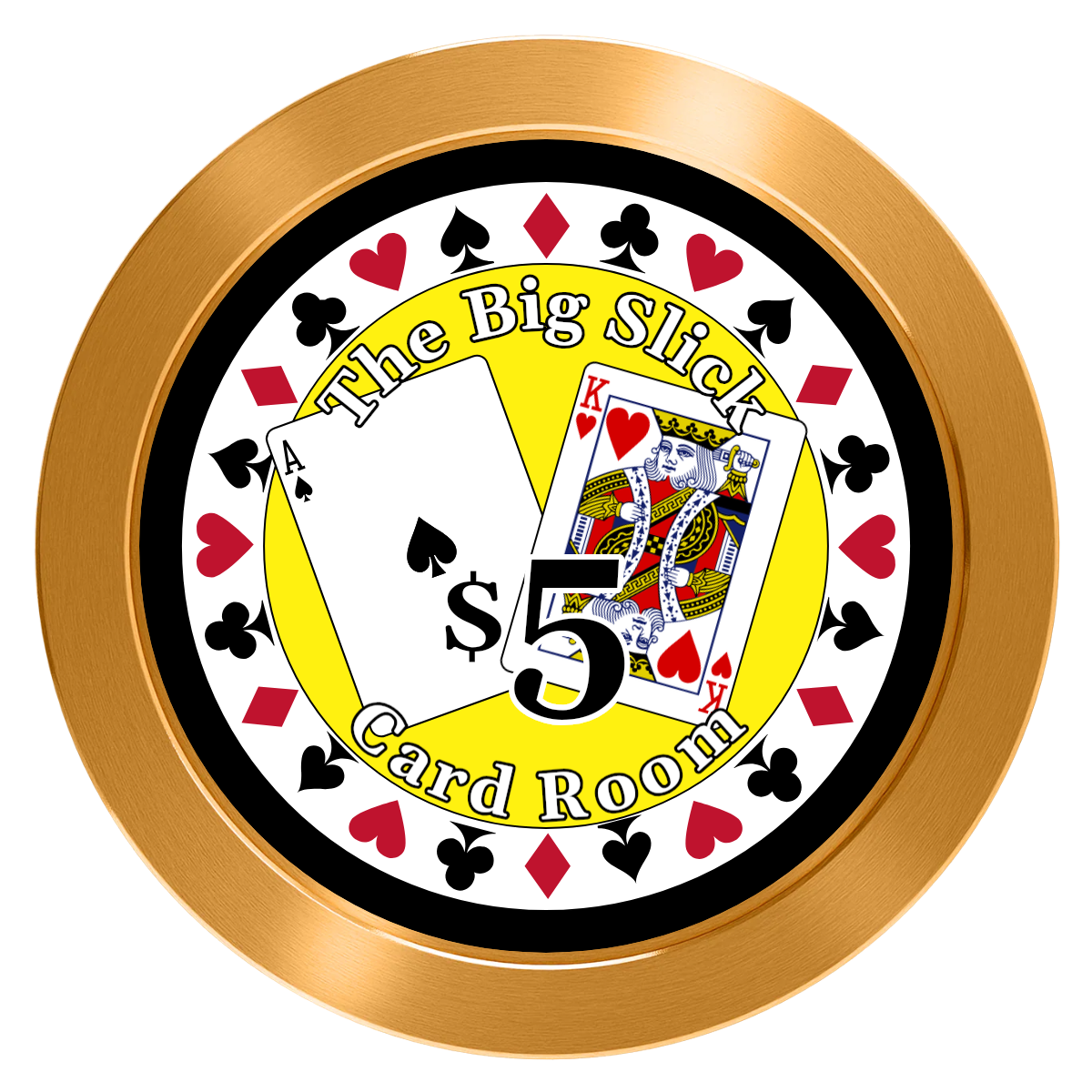 AK Big Slick Aluminum Poker Chips - Gold - Front