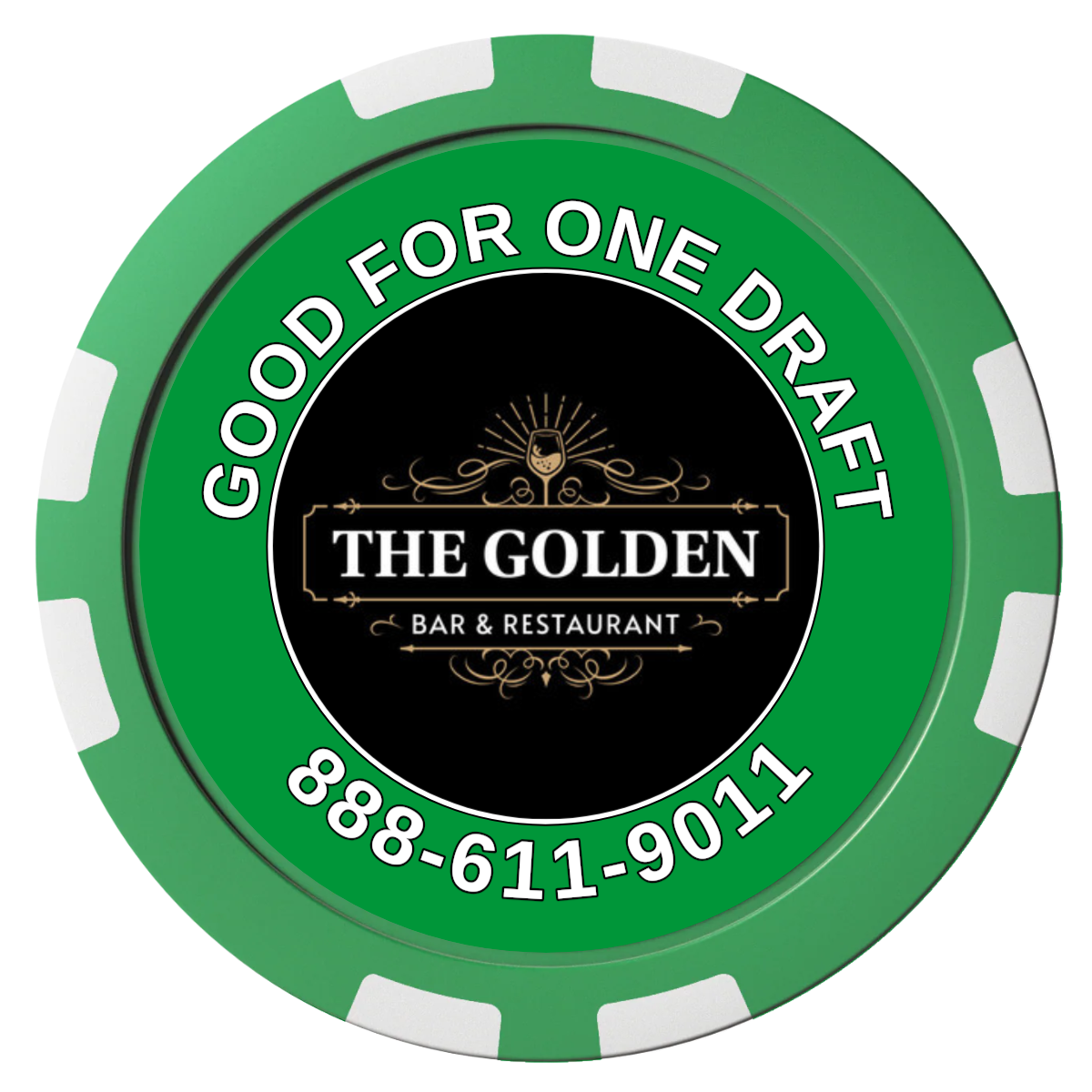 Branded Logo Bar Drink Token Composite Poker Chips - Green / 8 Stripe - Front