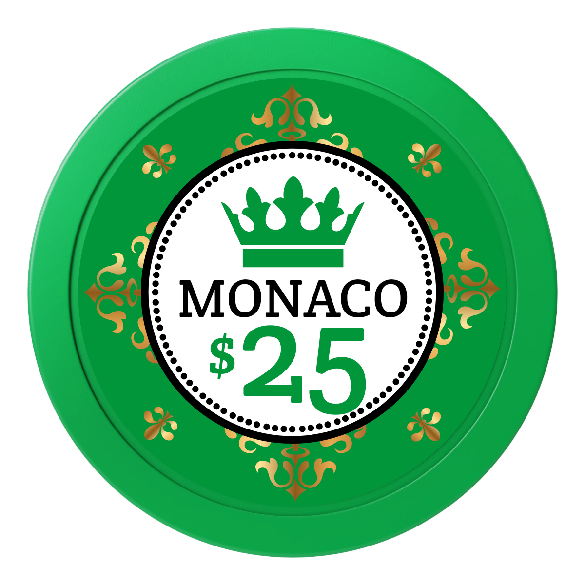 Monaco #001 2" Oversized Poker Chips - Green - Back