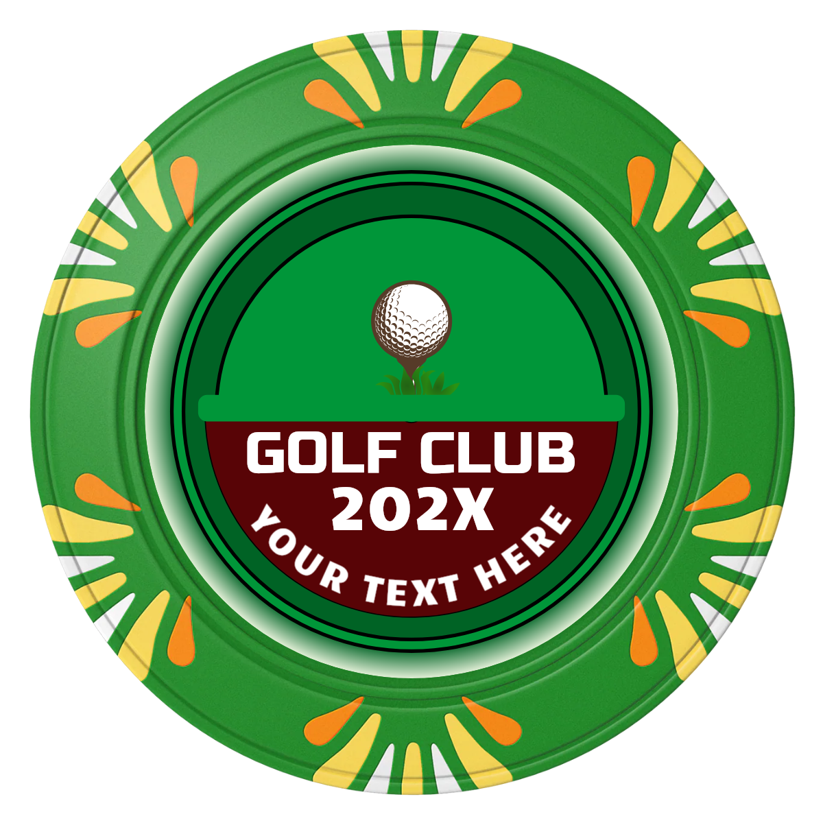 Teed Up Clay Poker Chips - Green / Macau / 40mm - Front