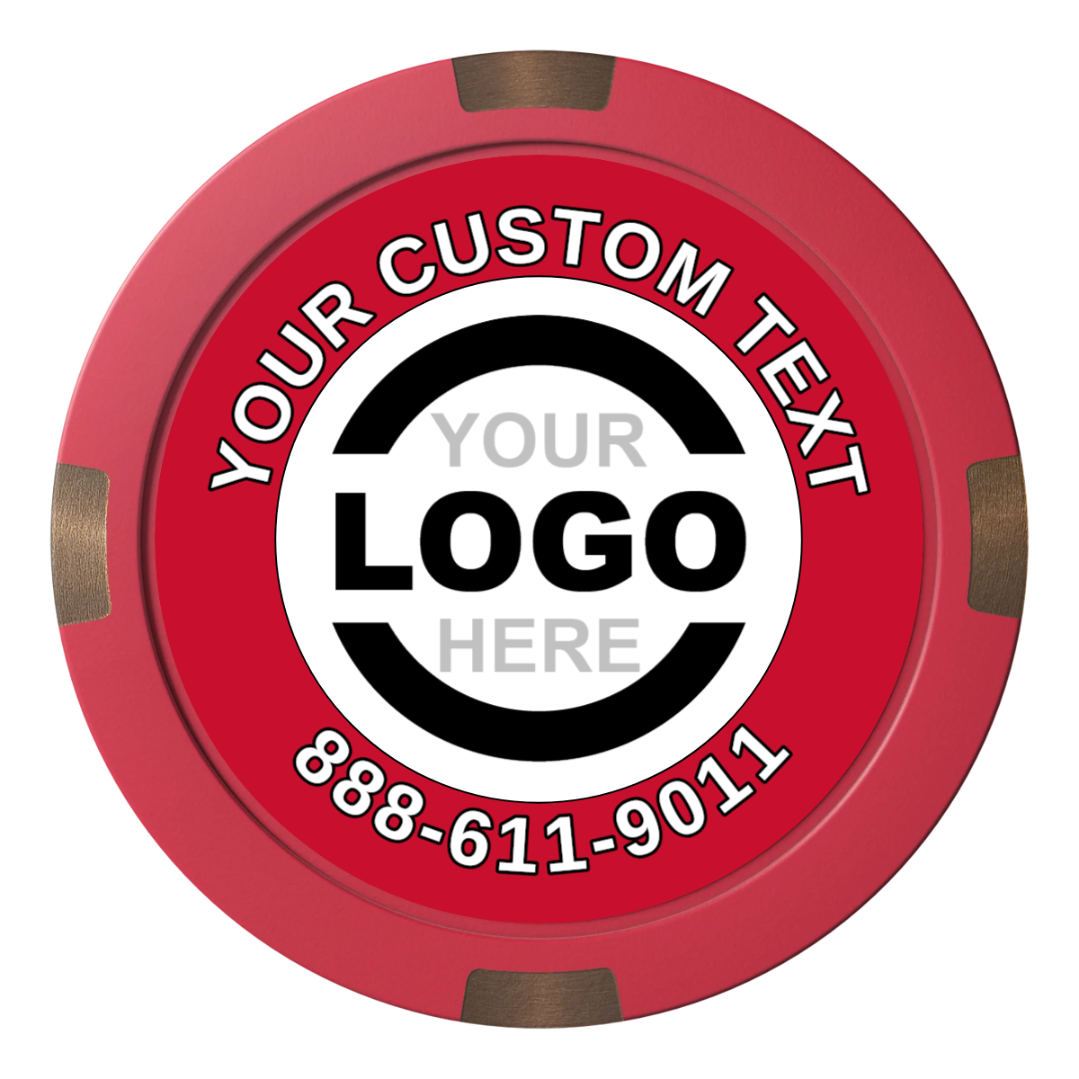 Branded Logo Composite & Metal Hybrid Poker Chips - Red - Back