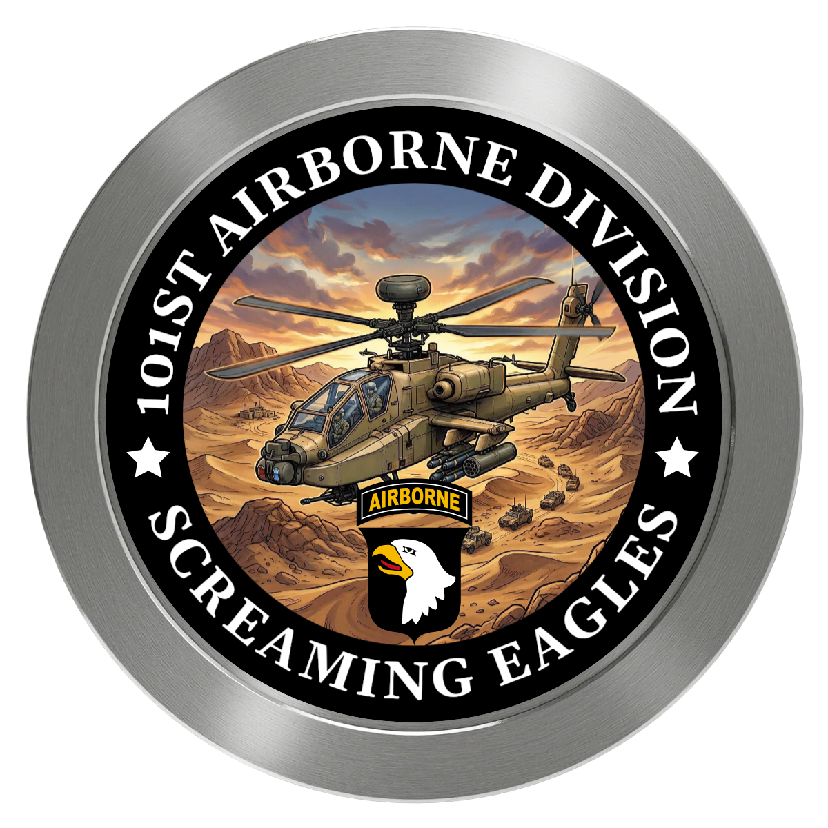 Army Airborne Aluminum Poker Chips - Silver - Front