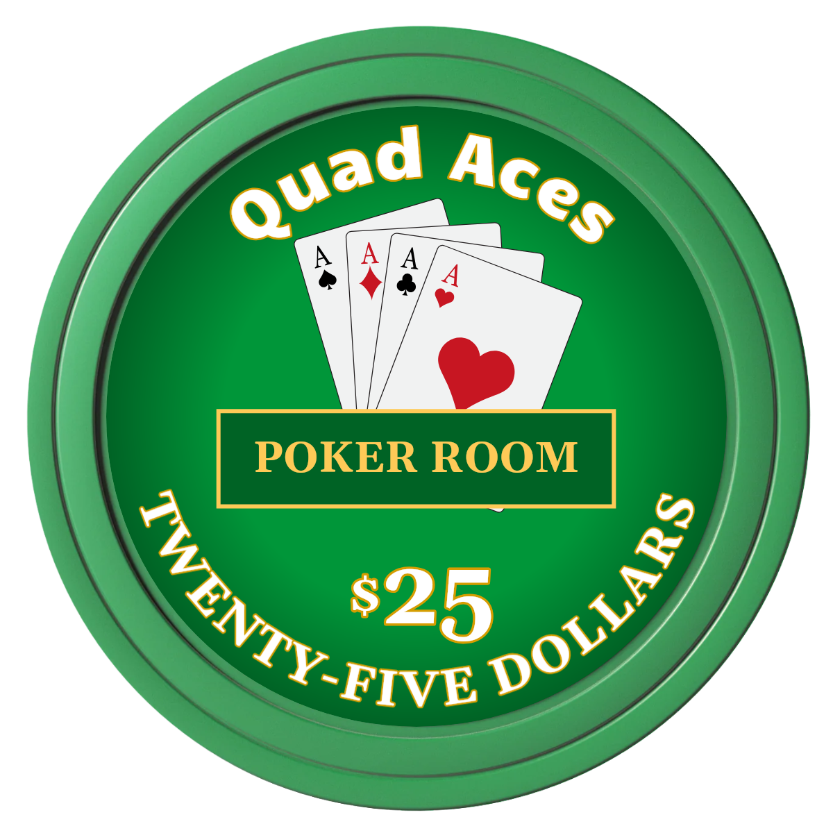 Quad Aces Composite Poker Chips - Green / Solid - Front