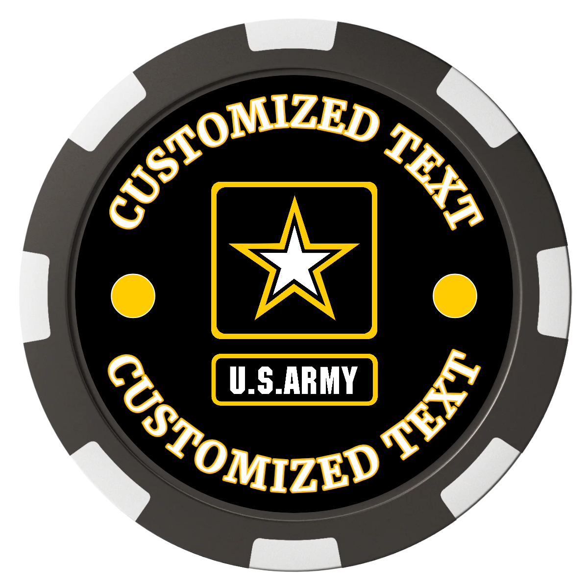 Army Strong Magnetic Composite Poker Chips - Black / 8 Spot - Front