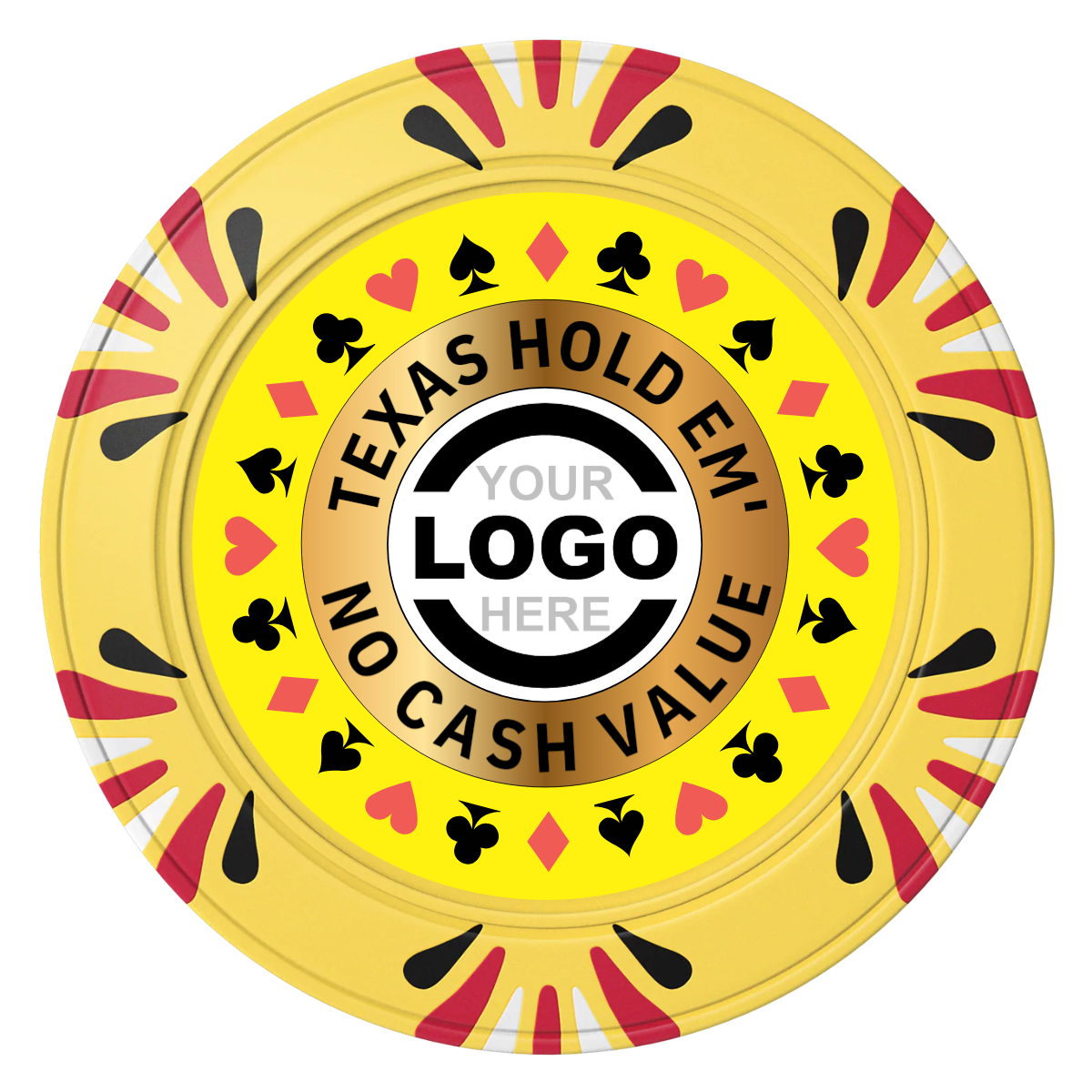 Texas Hold Em' Clay Poker Chips - Yellow / Macau / 40mm - Front