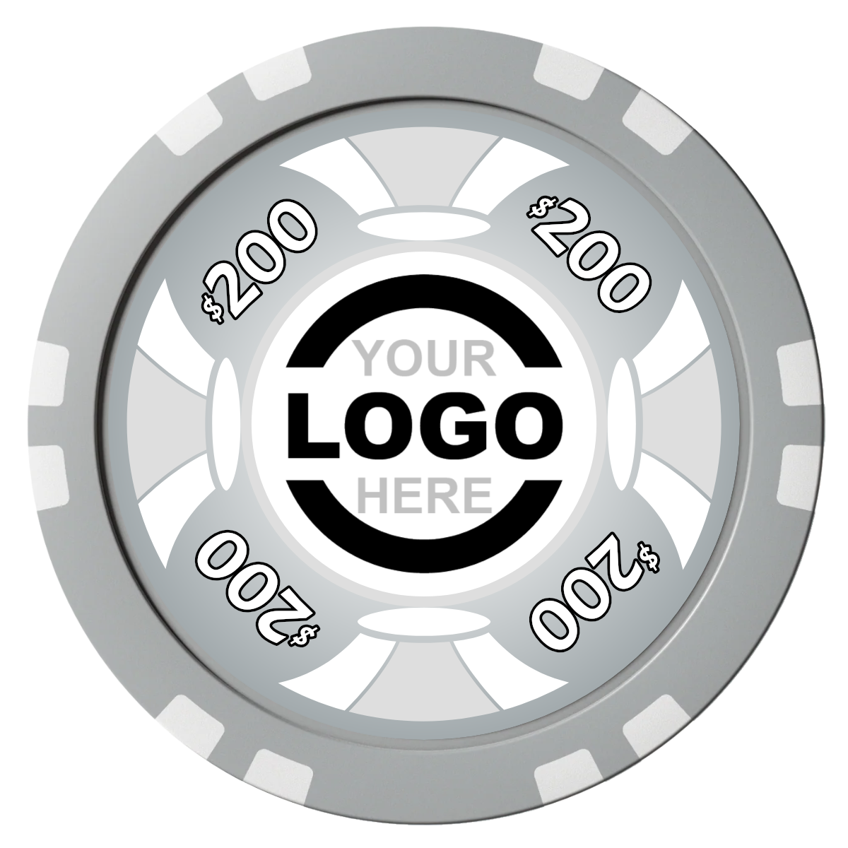 Alan Baker 4-2S A Composite Poker Chips - Gray / Double Stripe - Front