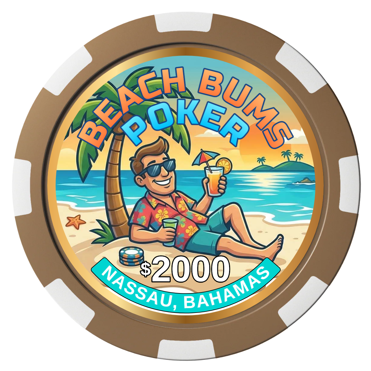 Sandy's Casino Composite Poker Chips - Brown / 8 Spot - Back