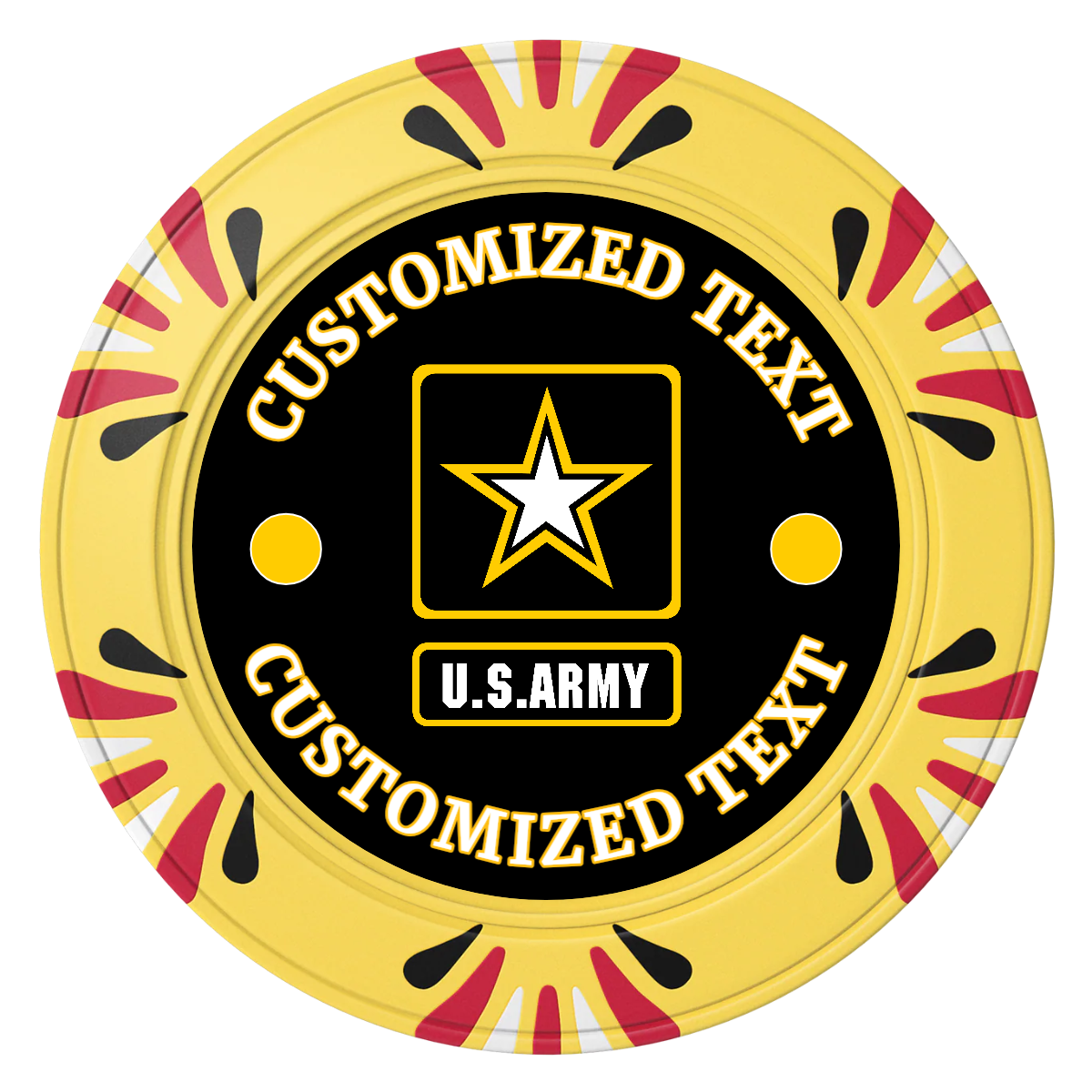 Army Strong Clay Poker Chips - Yellow / Macau / 40mm - Front