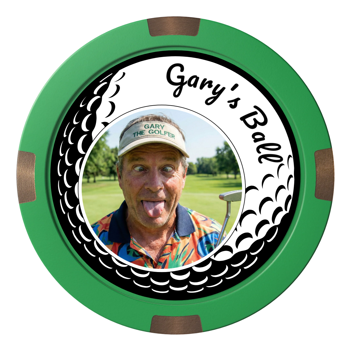 Gary's Ball Composite & Metal Hybrid Poker Chips - Green - Back