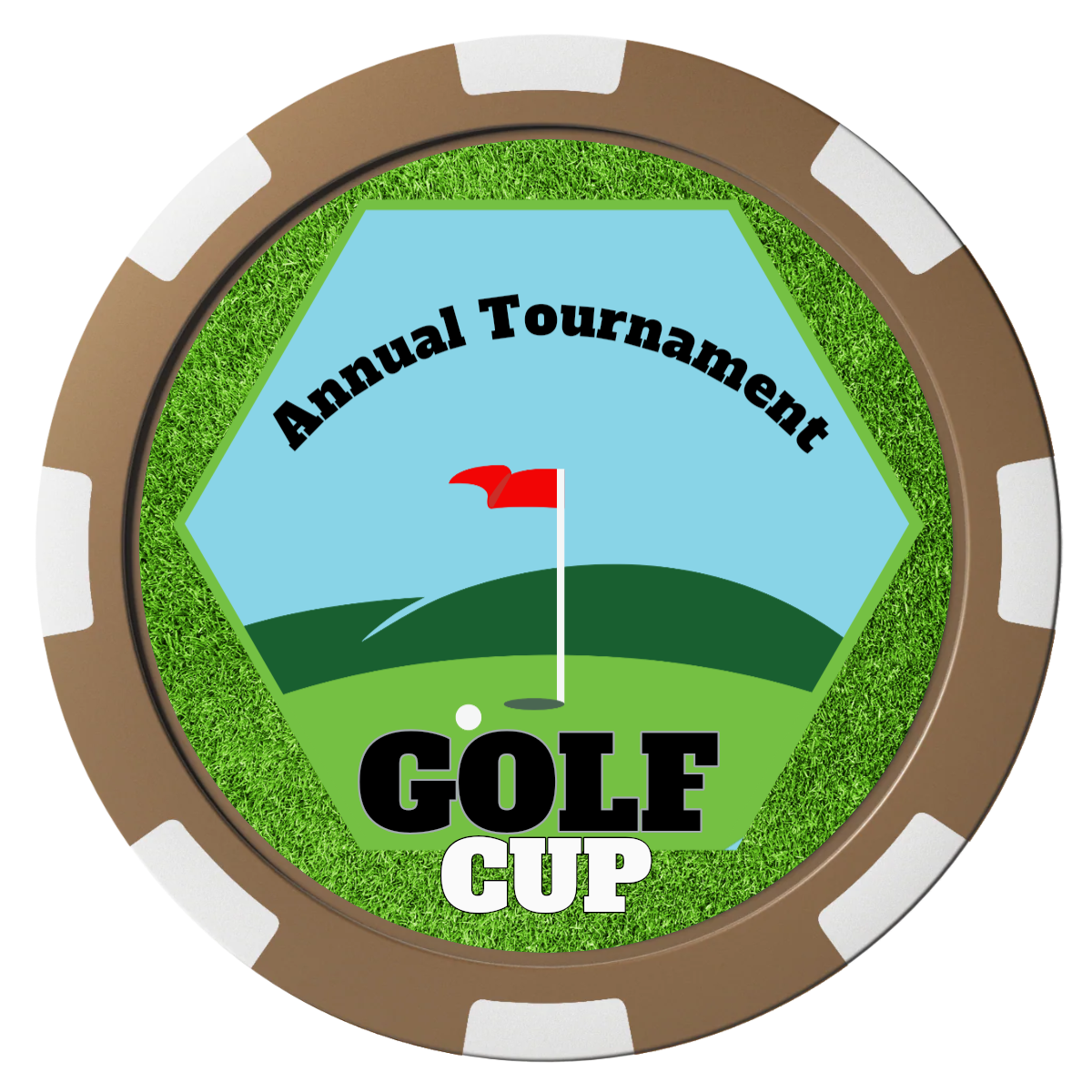 Golf Cup Composite Poker Chips - Brown / 8 Spot - Front